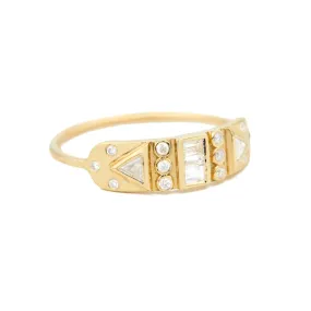 Baguette & Triangle Diamonds Totem Ring