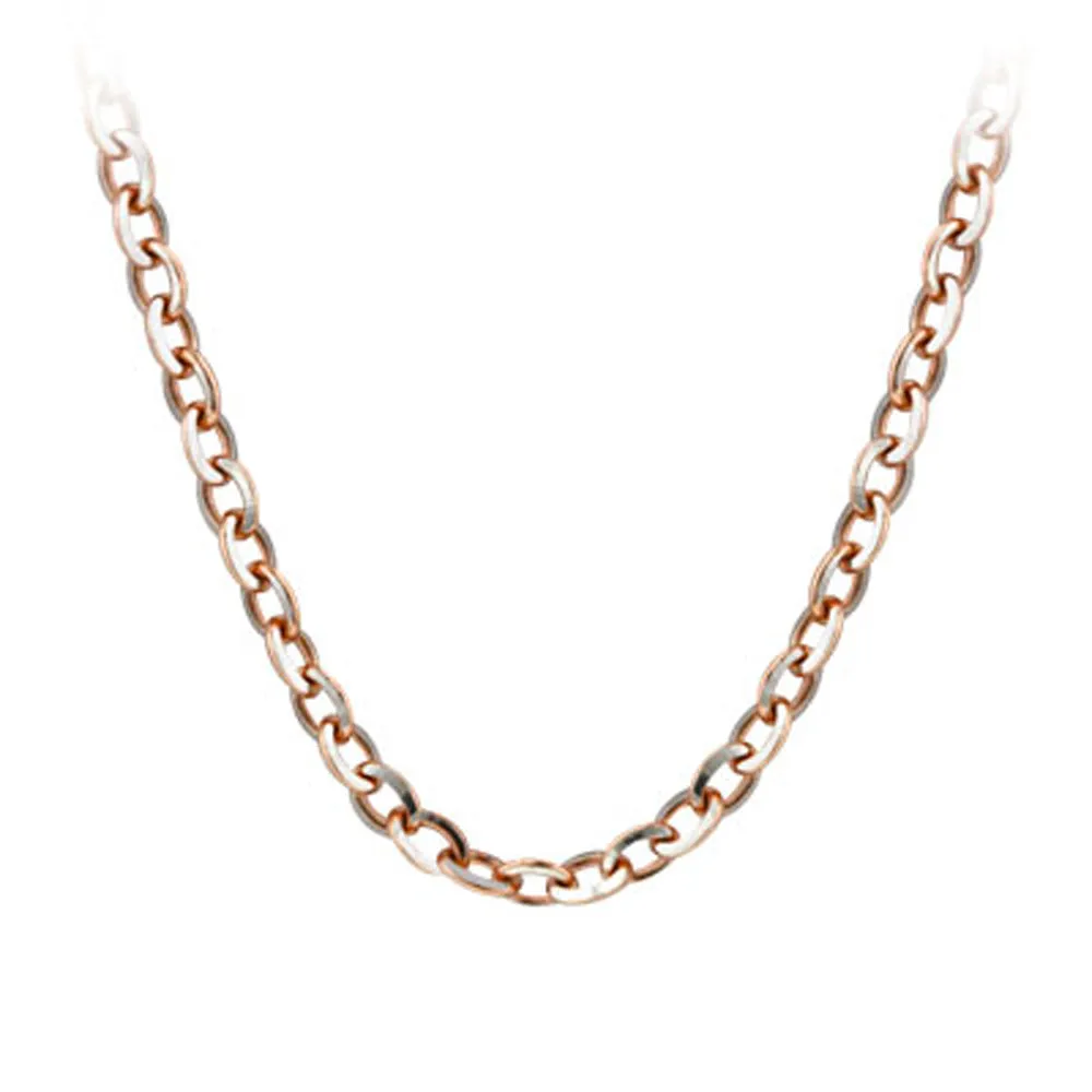 14k White and Rose Gold Italian Rolo Chain 17.5 inch long