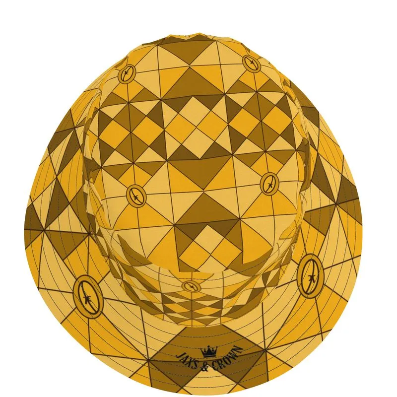 #177 JAXS N CROWN designer BUCKET HAT gold pattern