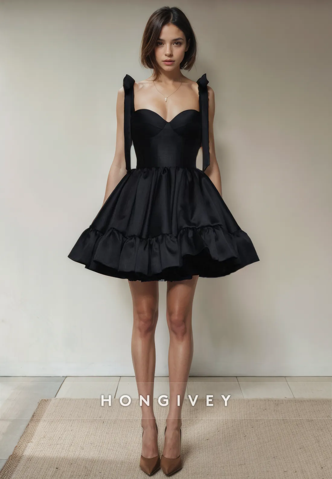 A-Line Sweetheart Spaghetti Straps Short Party Homecoming Dress