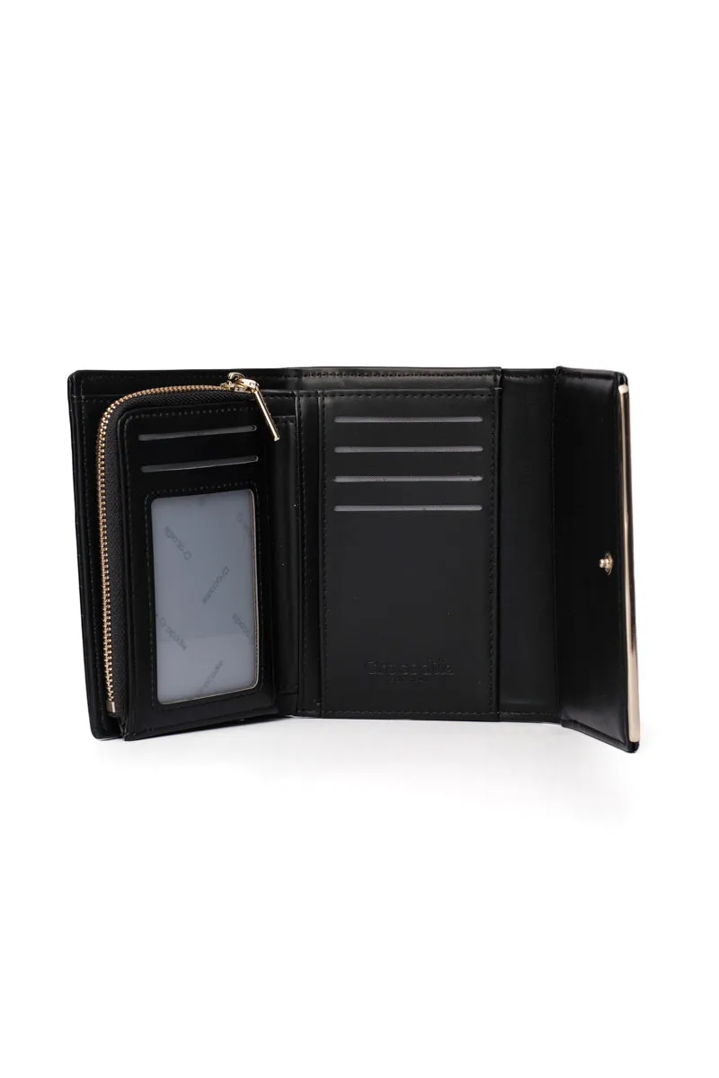 Ava- Tri Fold Small Wallet-Black