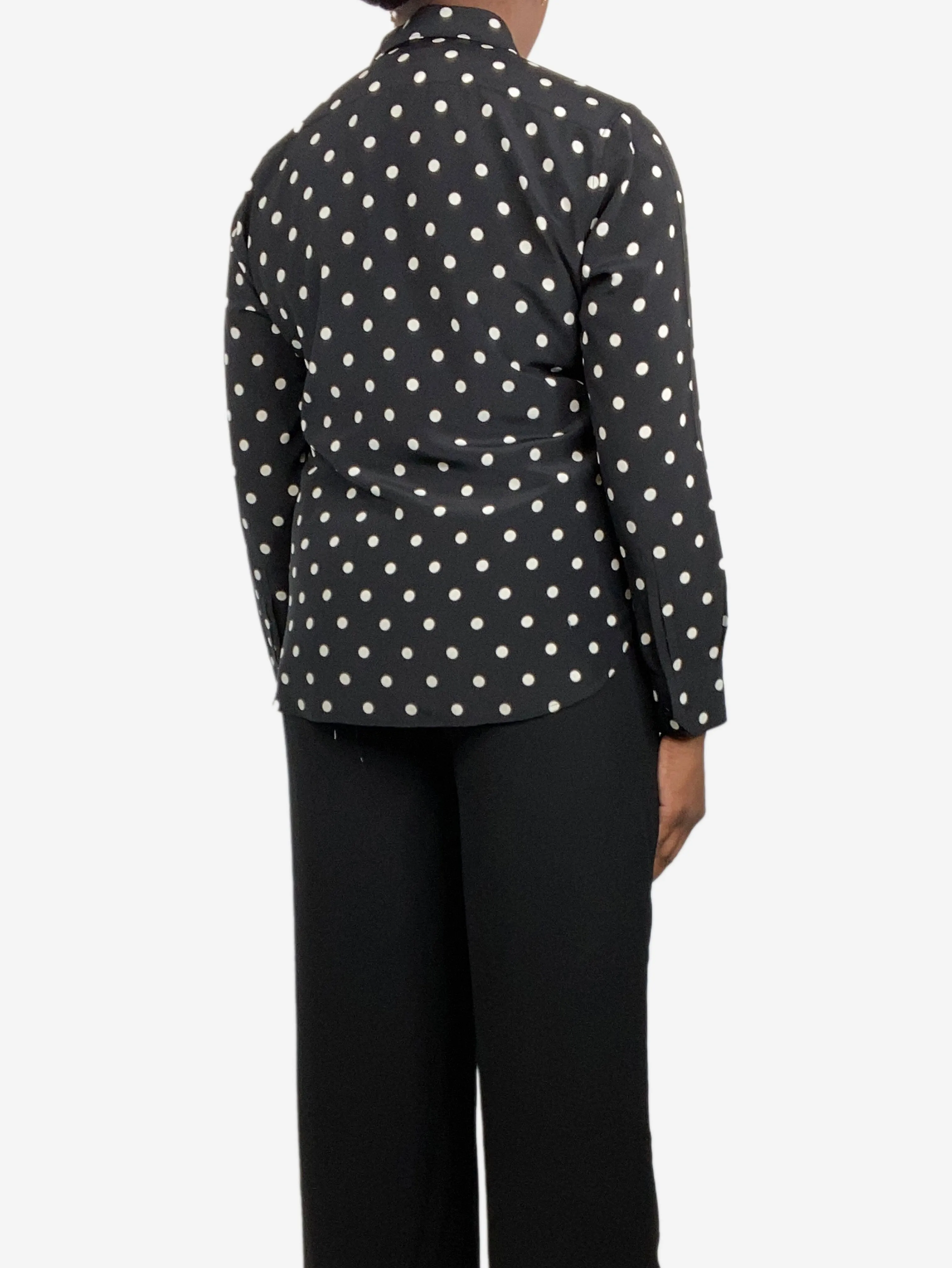 Black polka-dot silk shirt - size UK 18