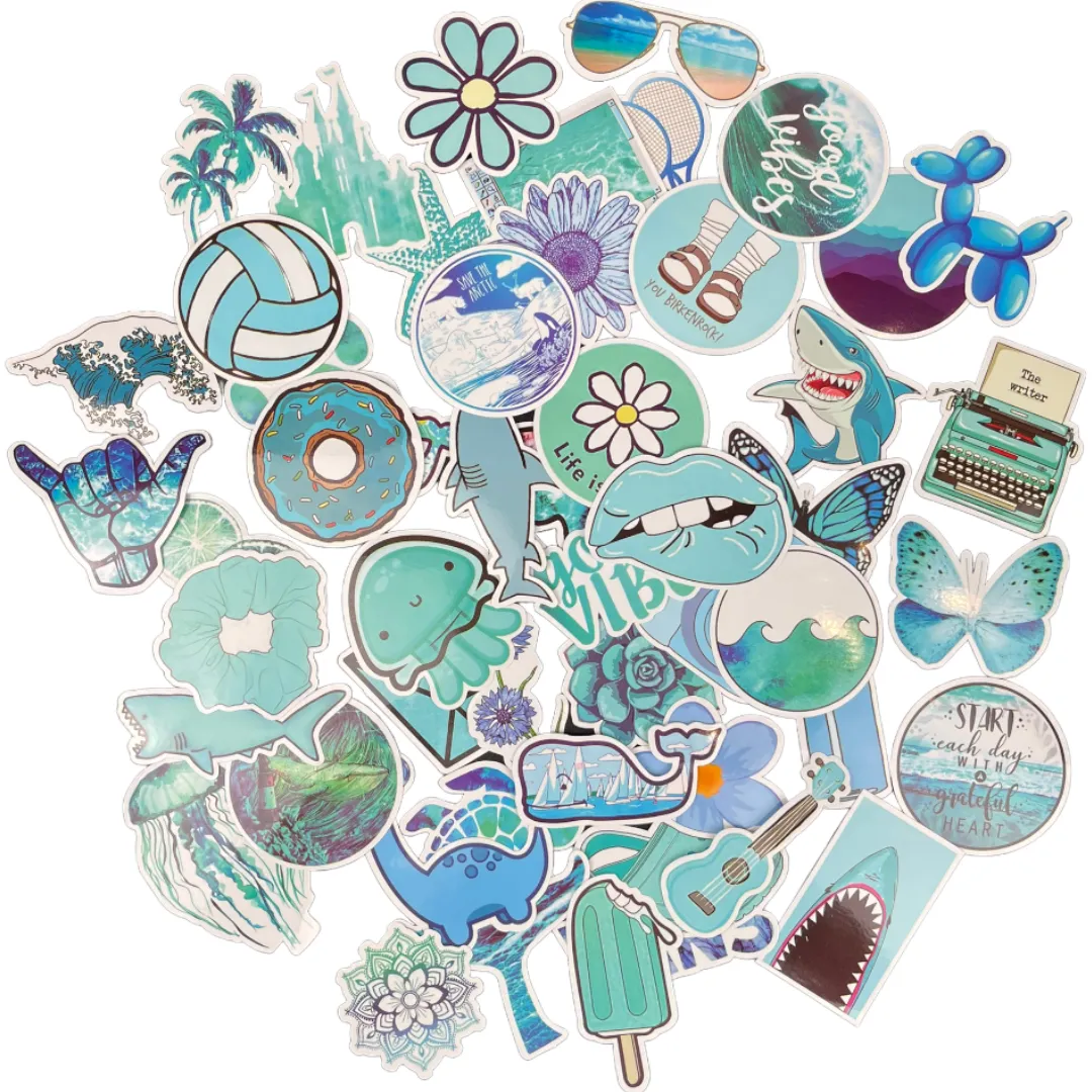 Blue Water Bottle Sticker 10-Pack