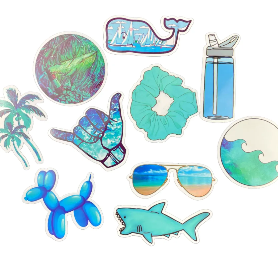 Blue Water Bottle Sticker 10-Pack