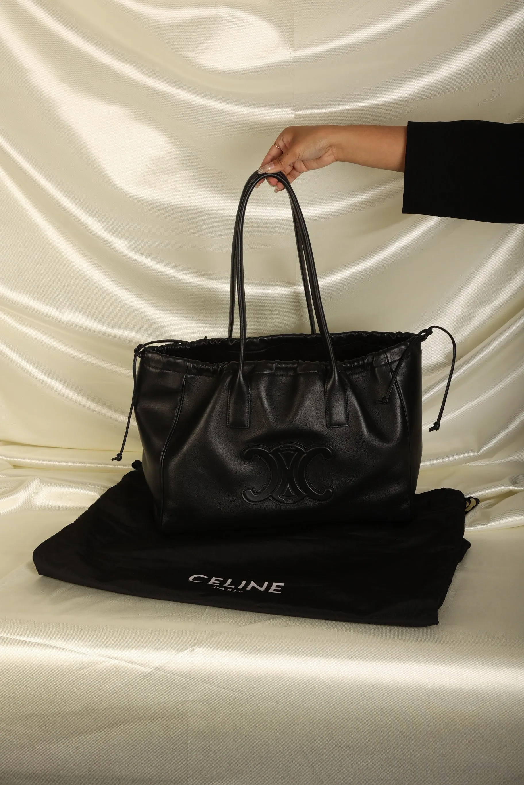 Celine 2022 Cabas Drawstring Cuir Triomphe Tote