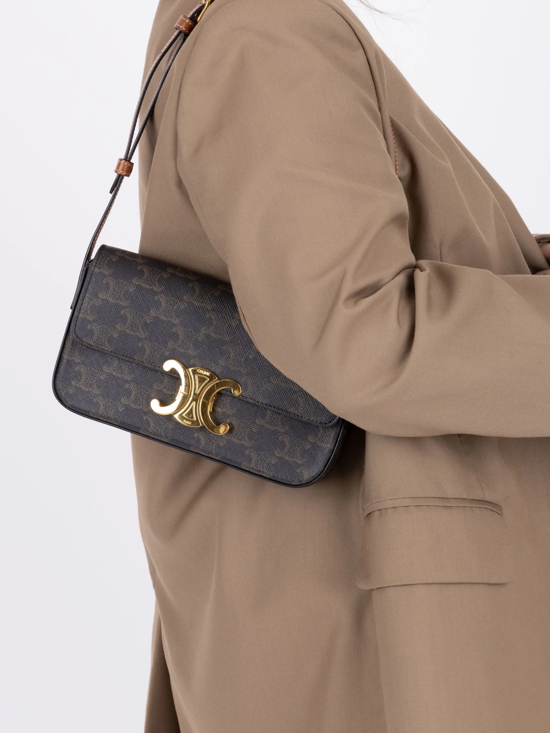 Celine Coated Canvas Triomphe Pochette