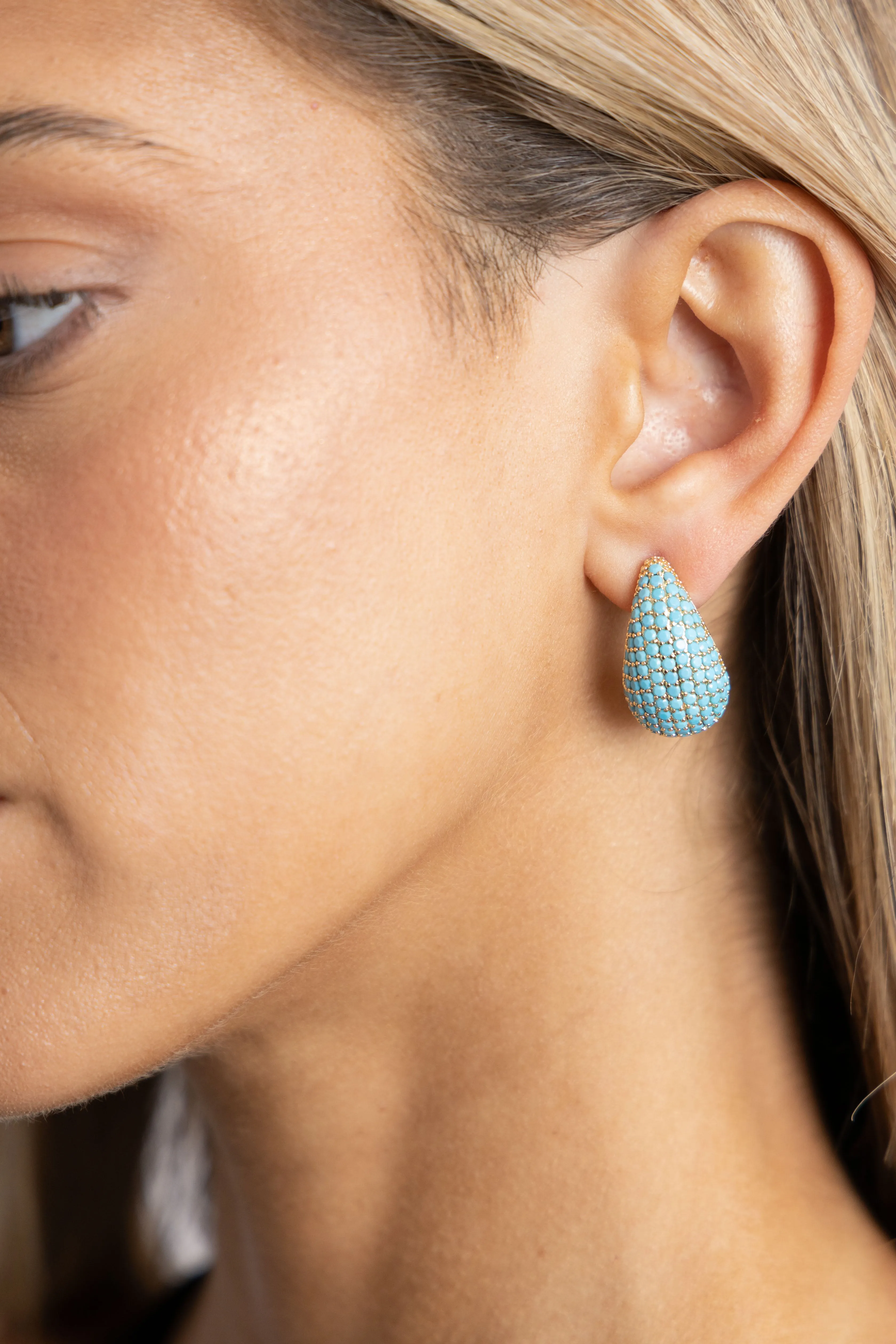 Celine CZ Raindrop Earring Turquoise