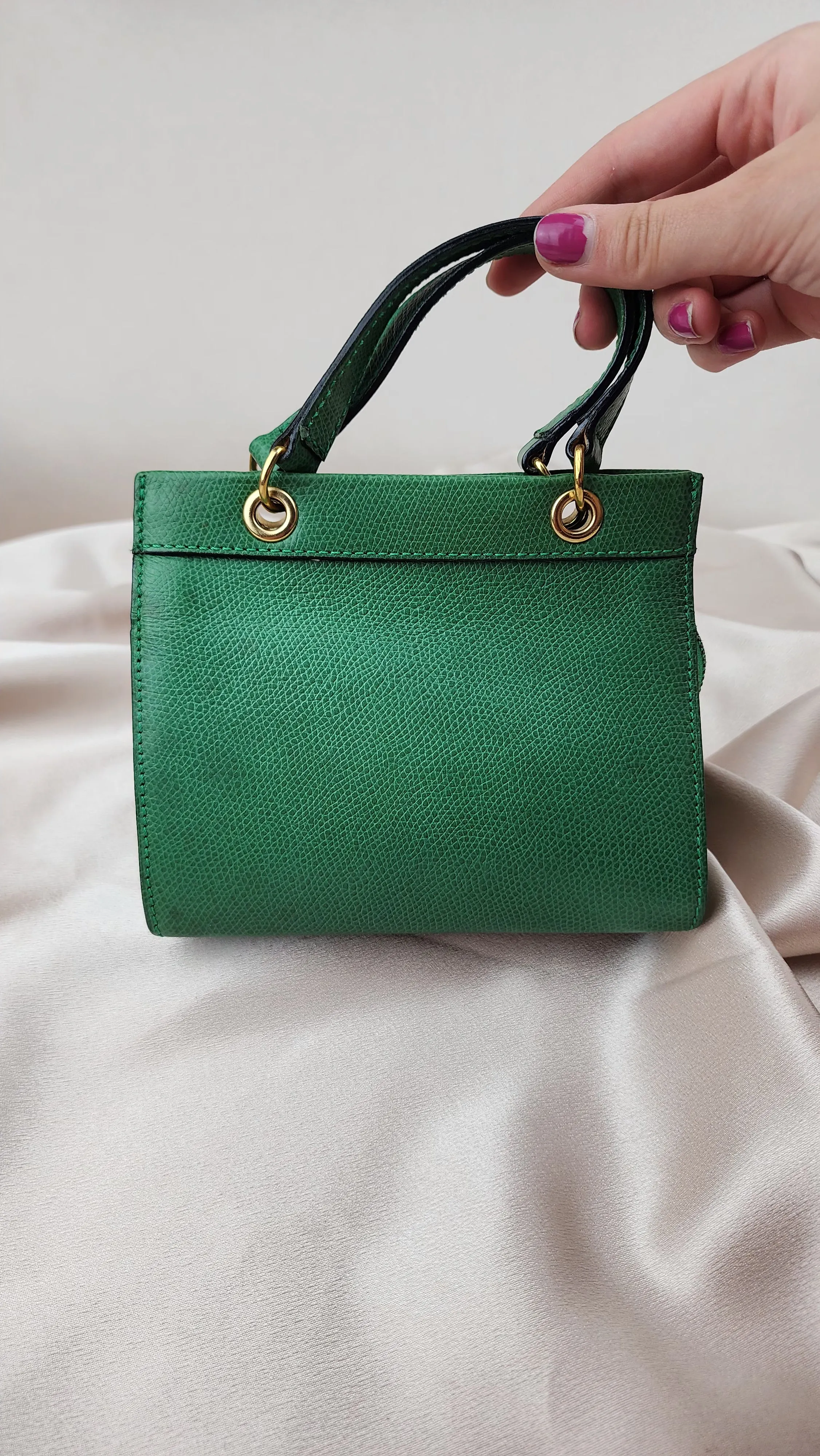 Celine Mini Green Leather 2 Way Hand Bag - 1211