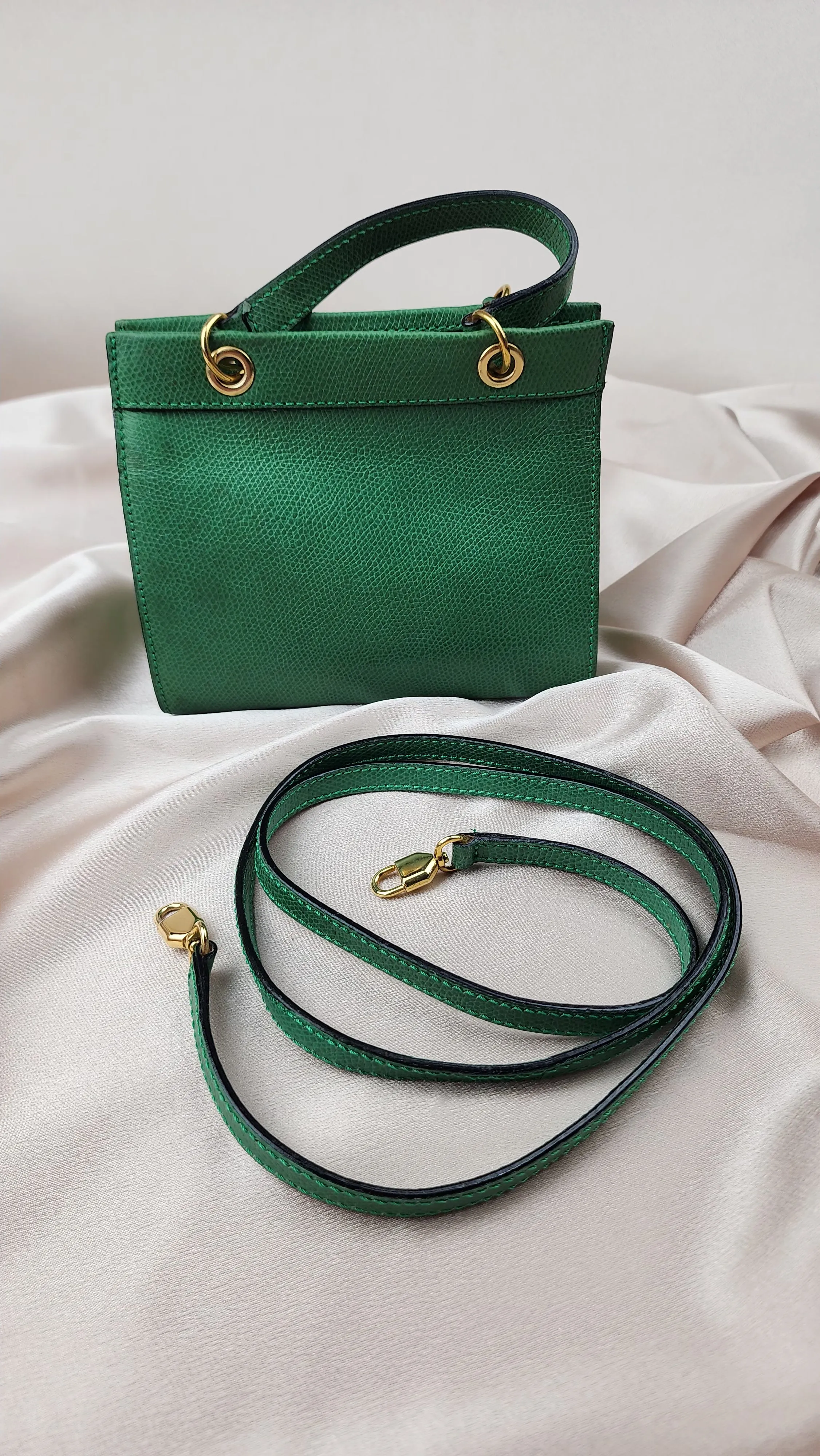 Celine Mini Green Leather 2 Way Hand Bag - 1211