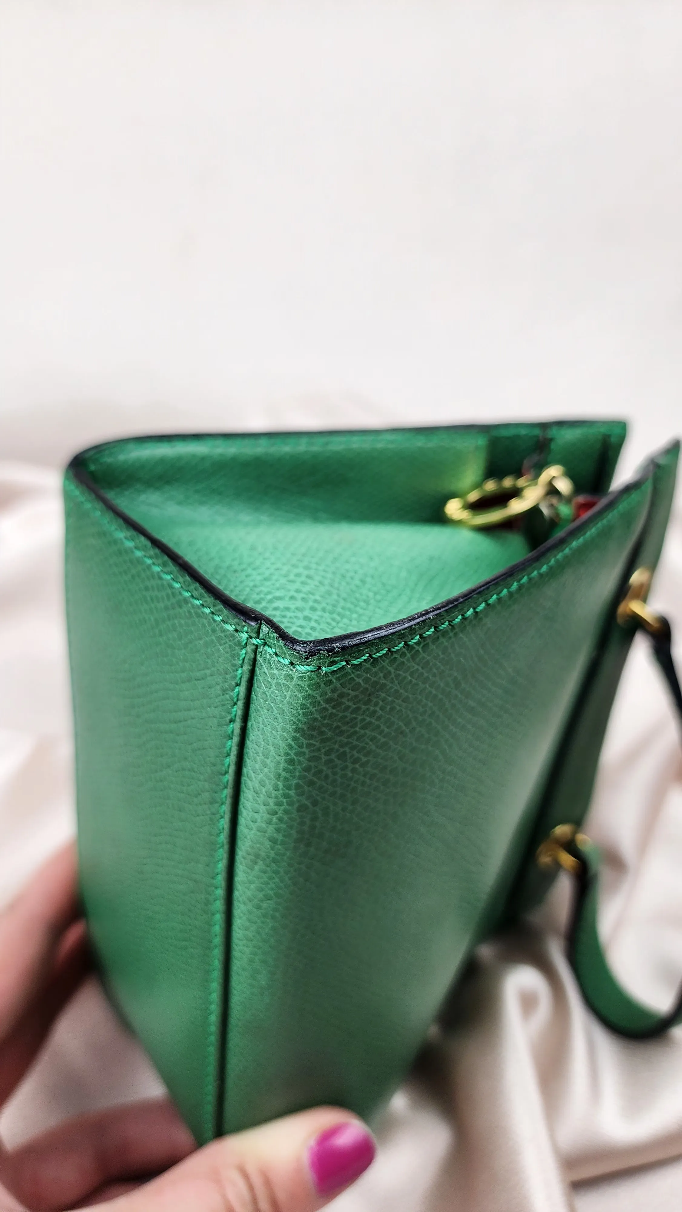 Celine Mini Green Leather 2 Way Hand Bag - 1211