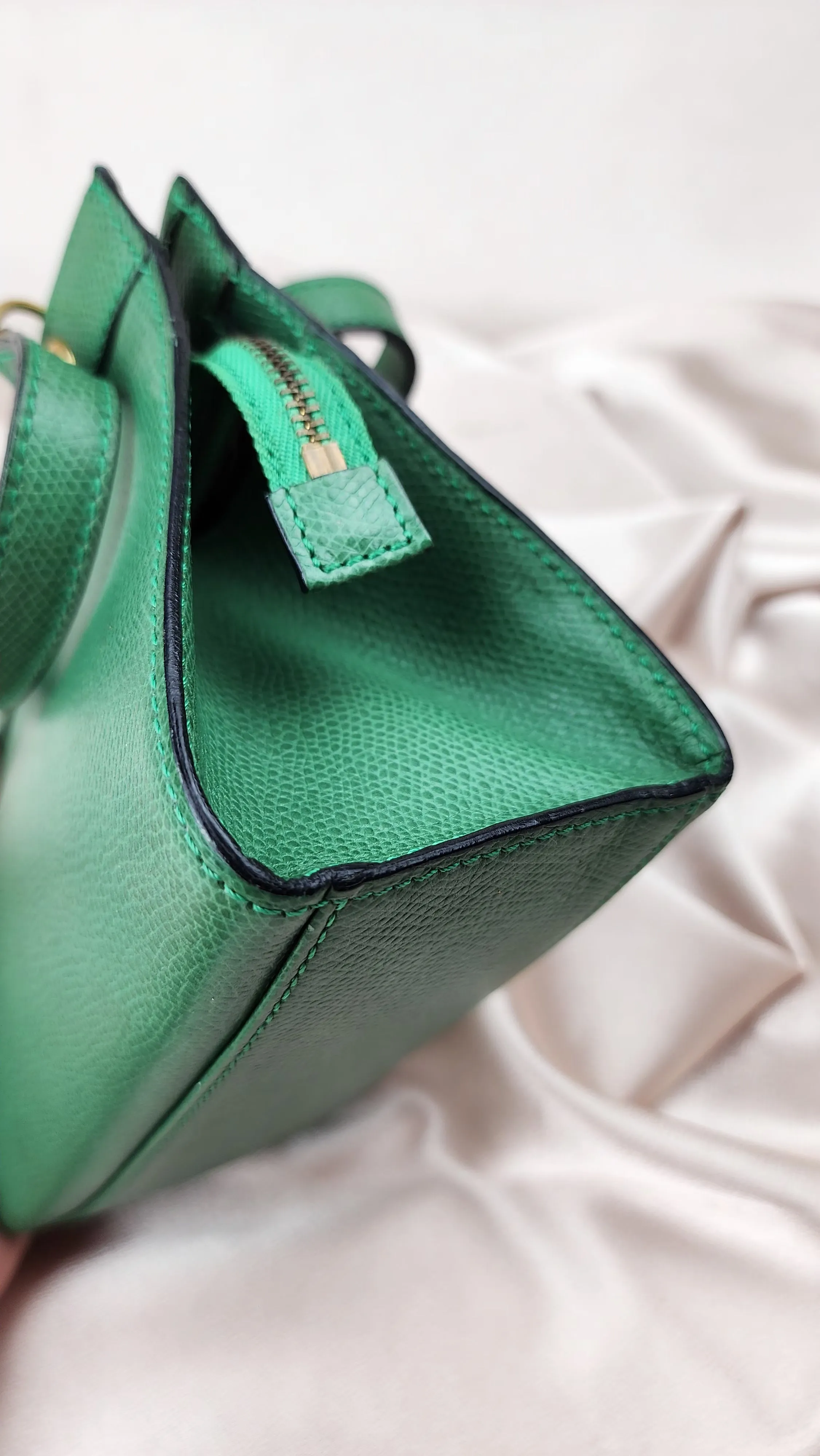 Celine Mini Green Leather 2 Way Hand Bag - 1211