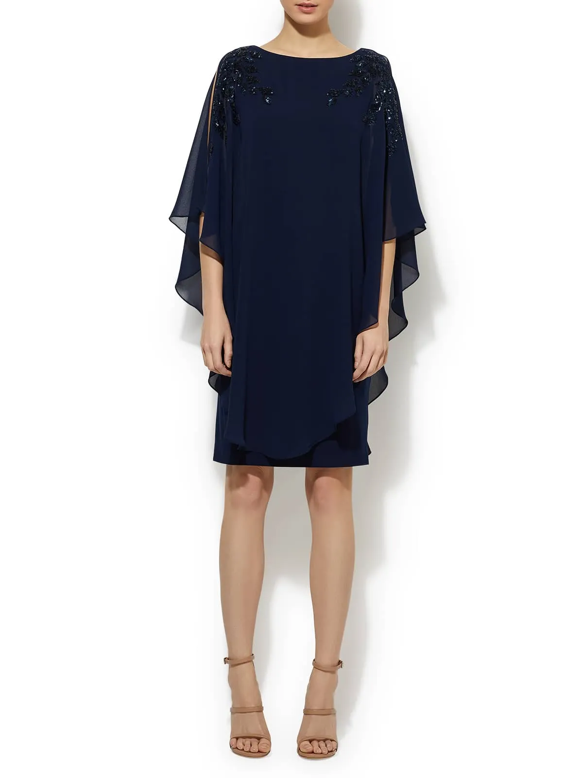 Celine Navy Sequin Chiffon Overlay Dress