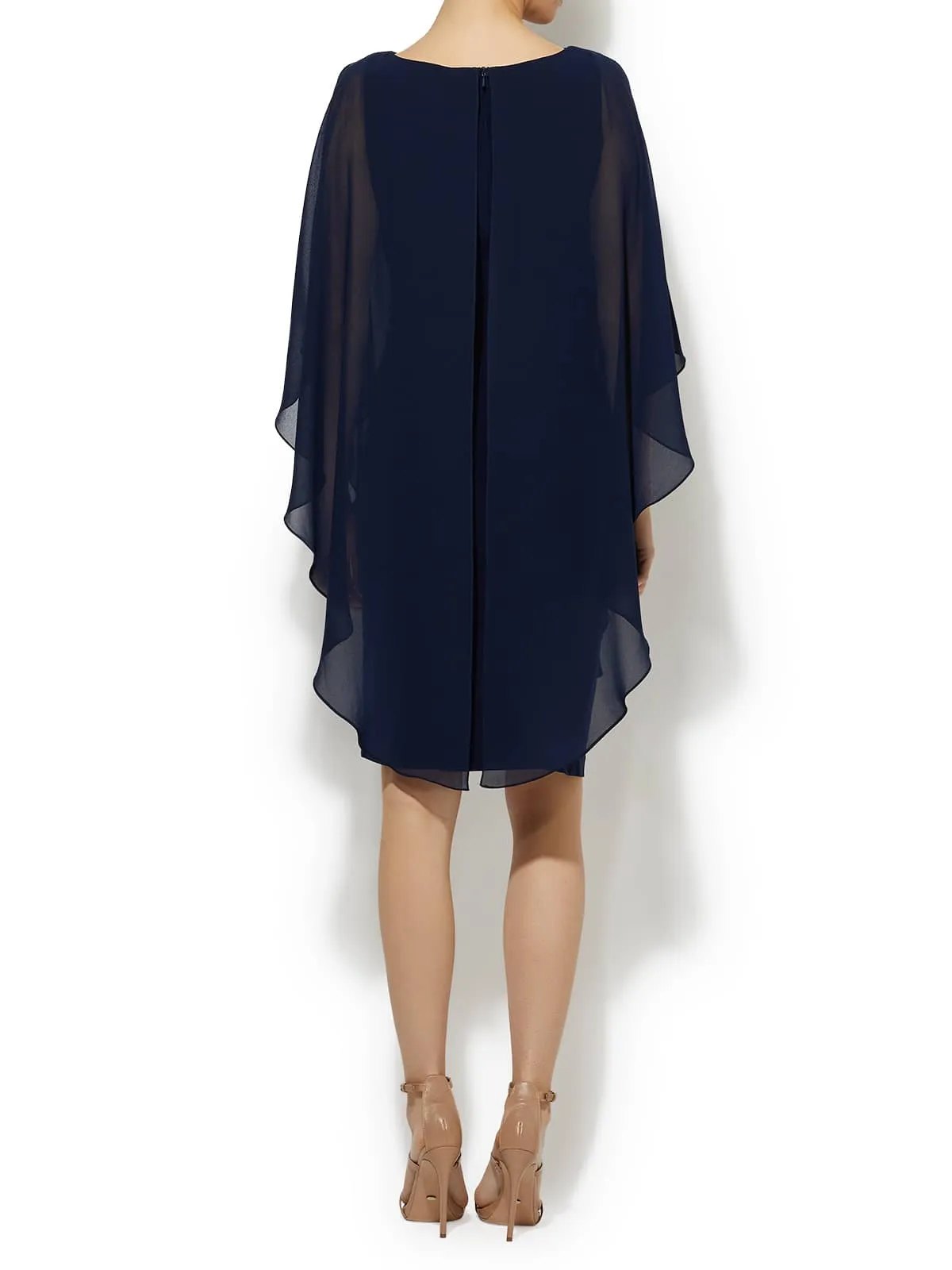 Celine Navy Sequin Chiffon Overlay Dress