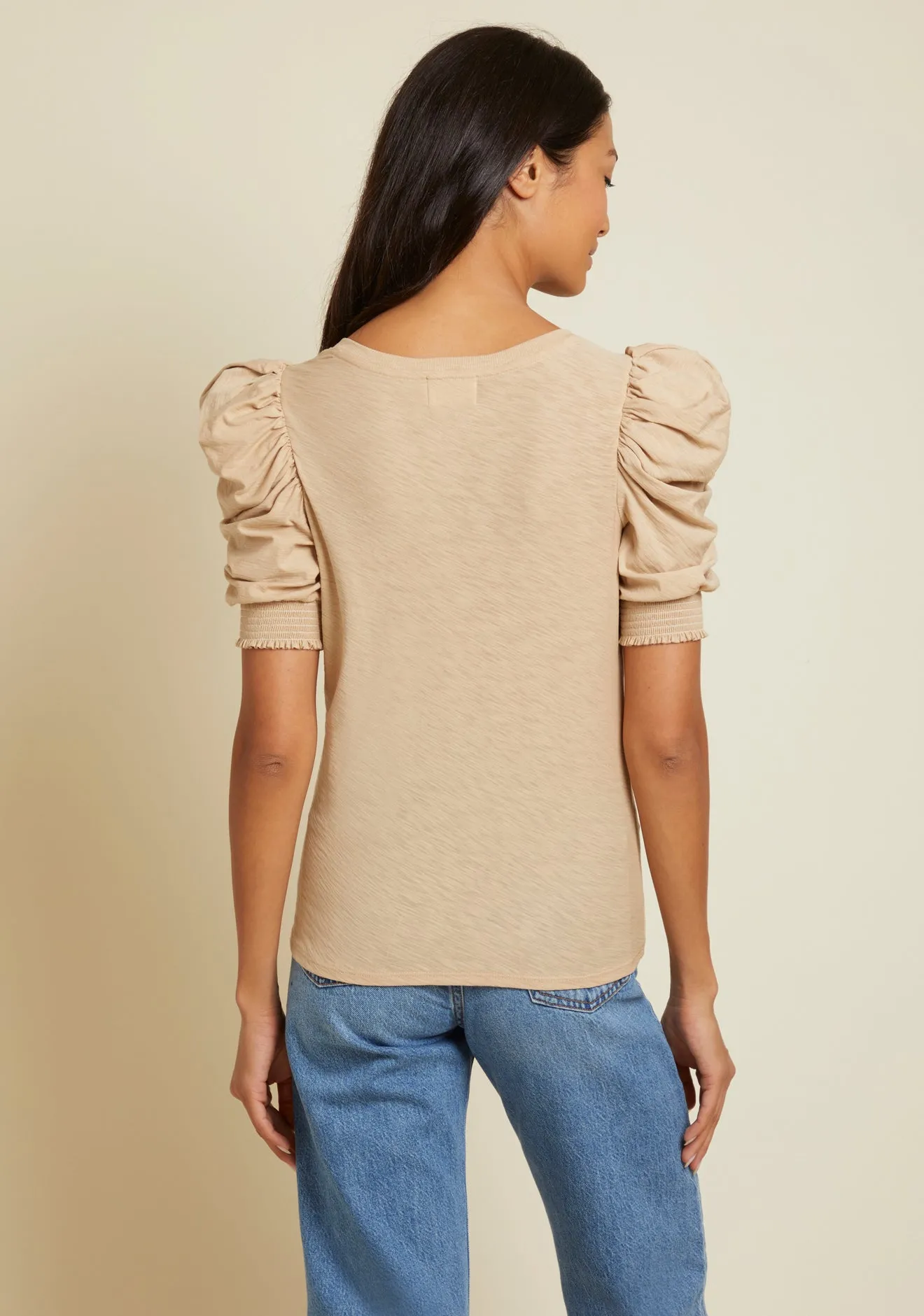 Celine Puff Sleeve V-Neck Tee