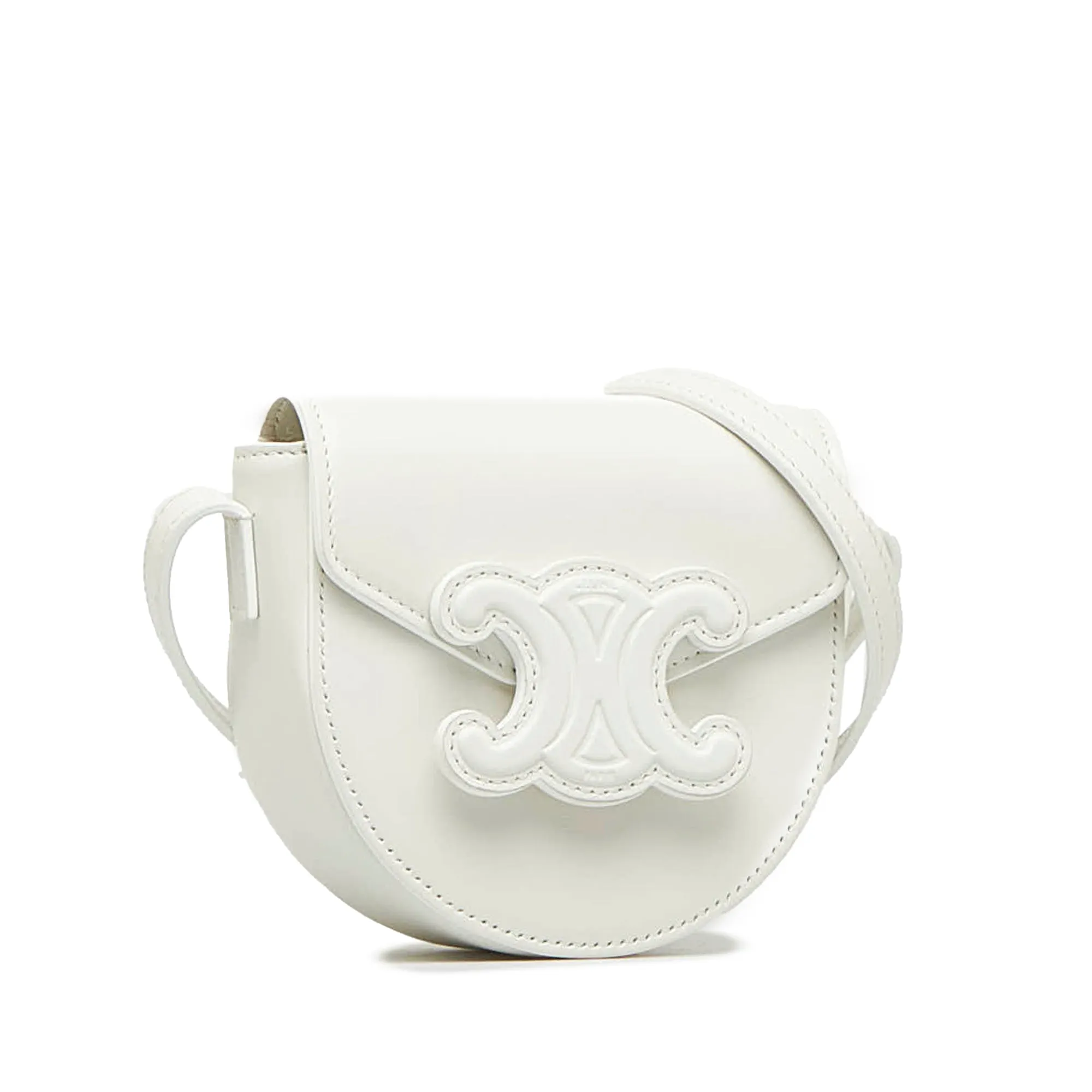 Celine Triomphe Cuir Besace Mini White Calfskin