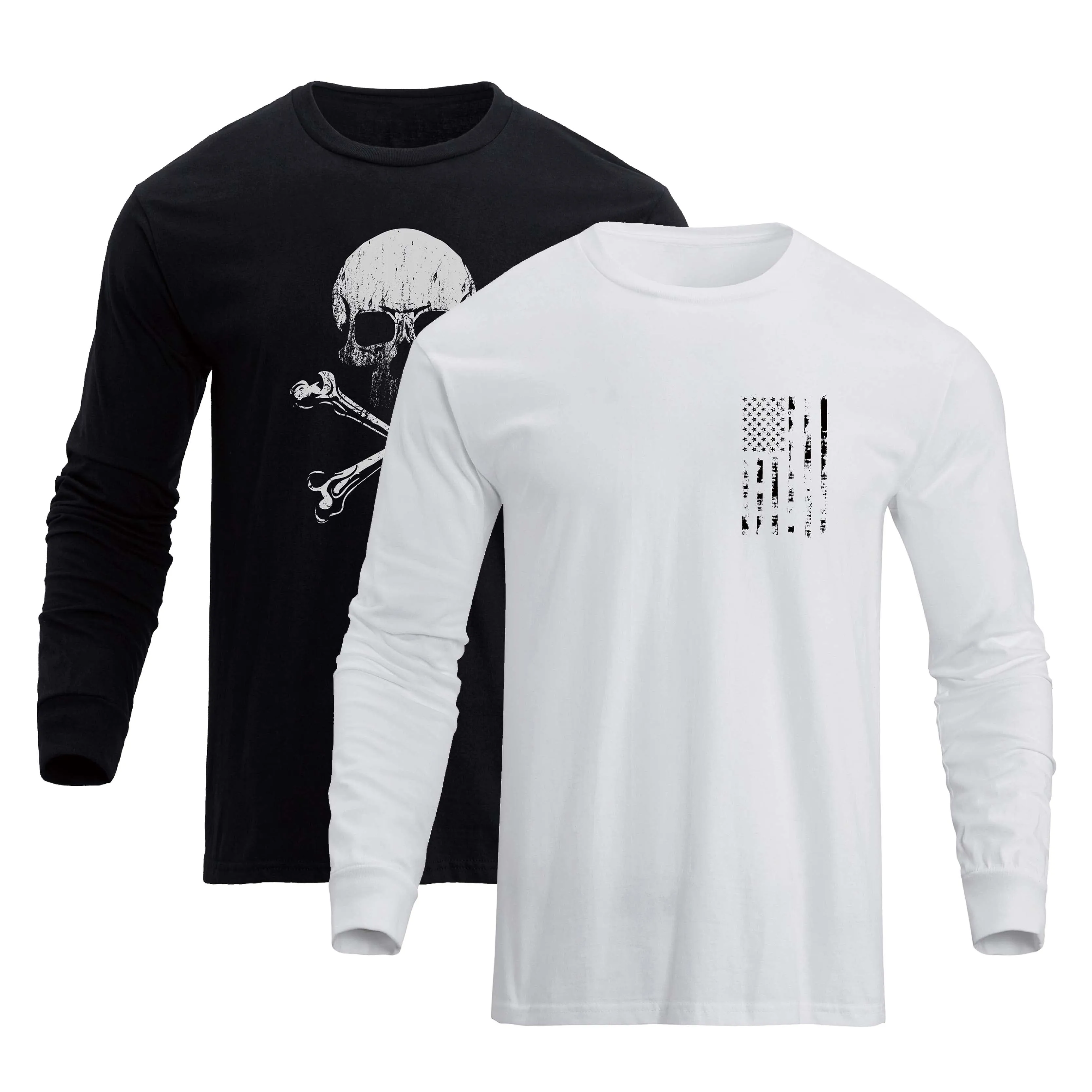 FLAG SKULL LONG SLEEVE -2 PACKS