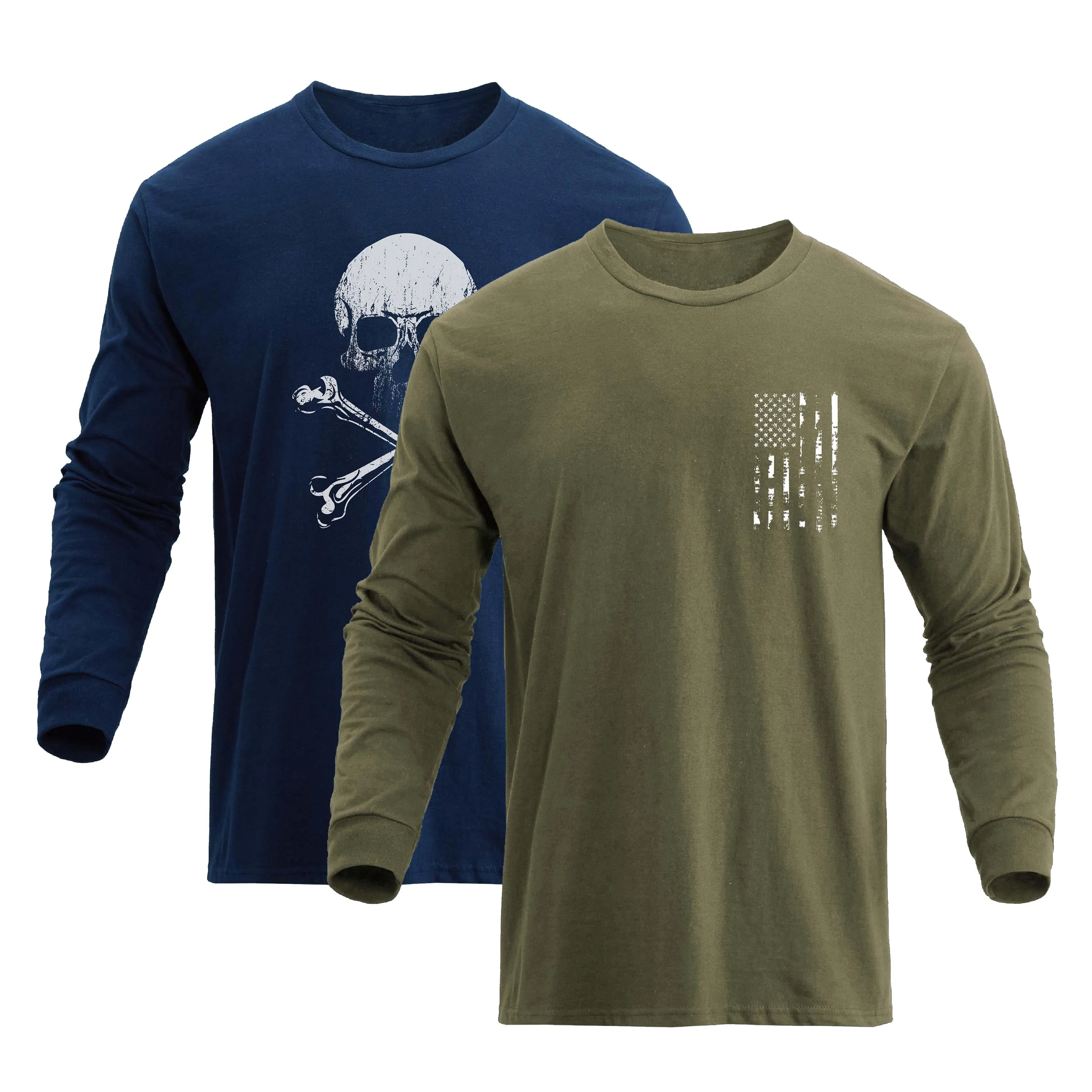 FLAG SKULL LONG SLEEVE -2 PACKS