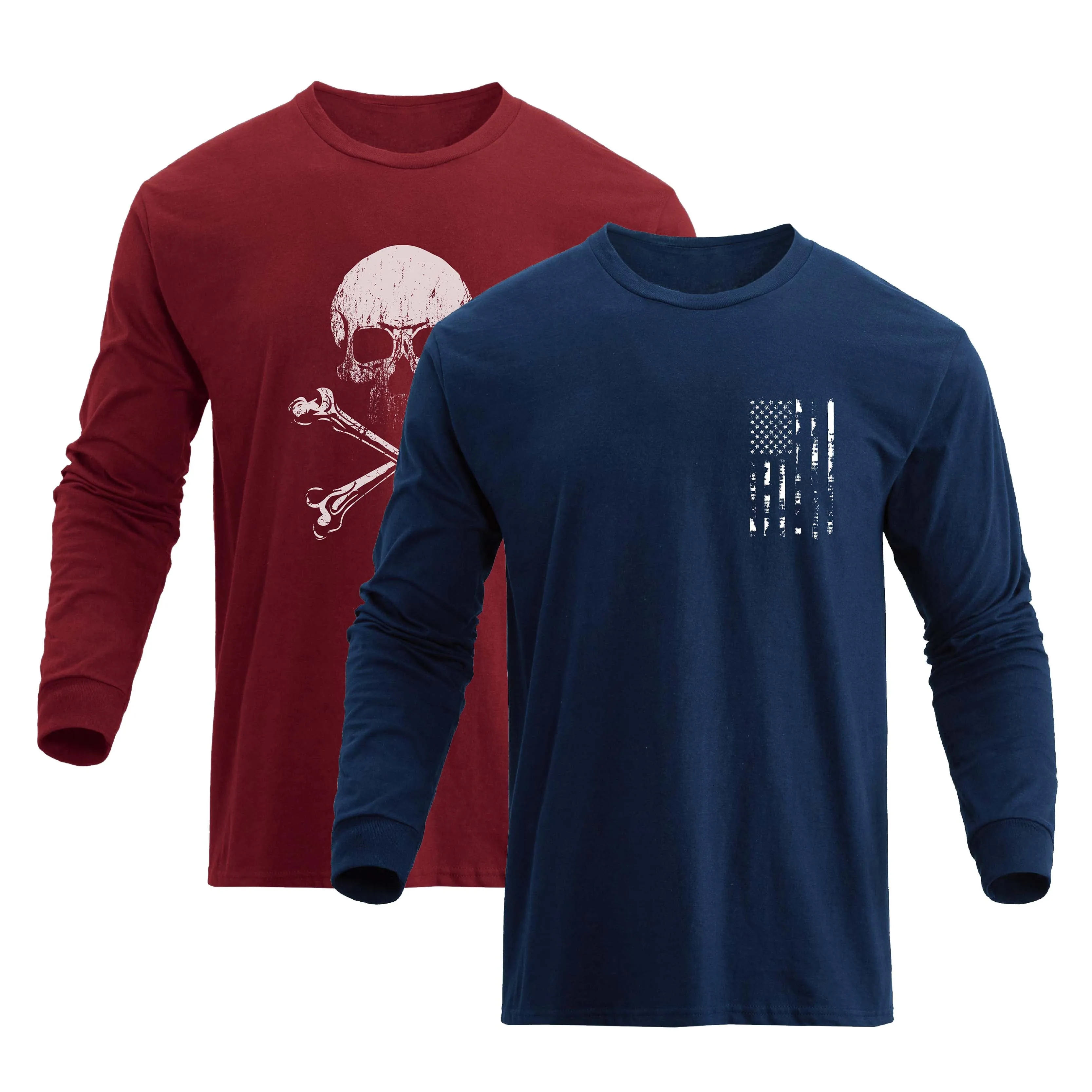 FLAG SKULL LONG SLEEVE -2 PACKS