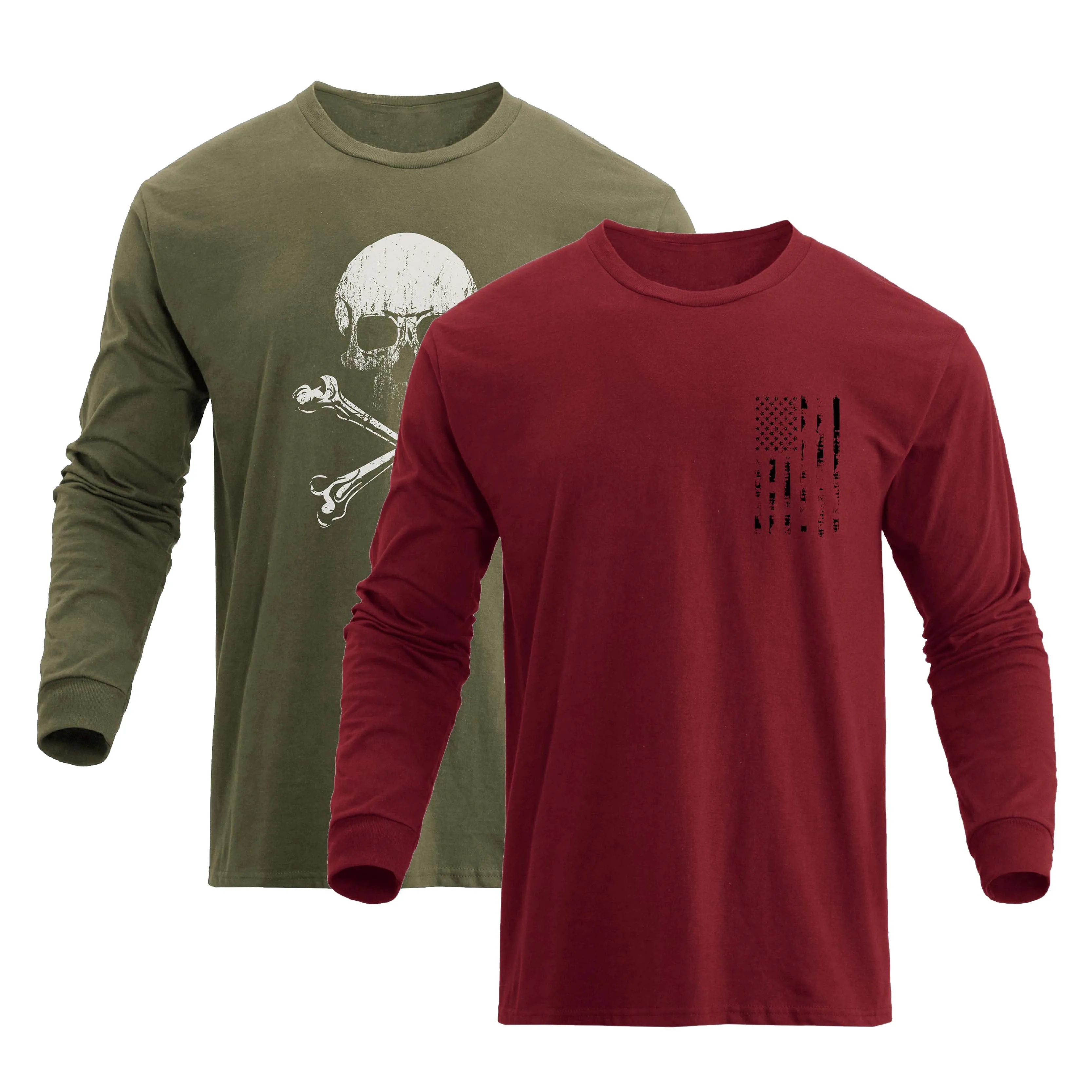 FLAG SKULL LONG SLEEVE -2 PACKS