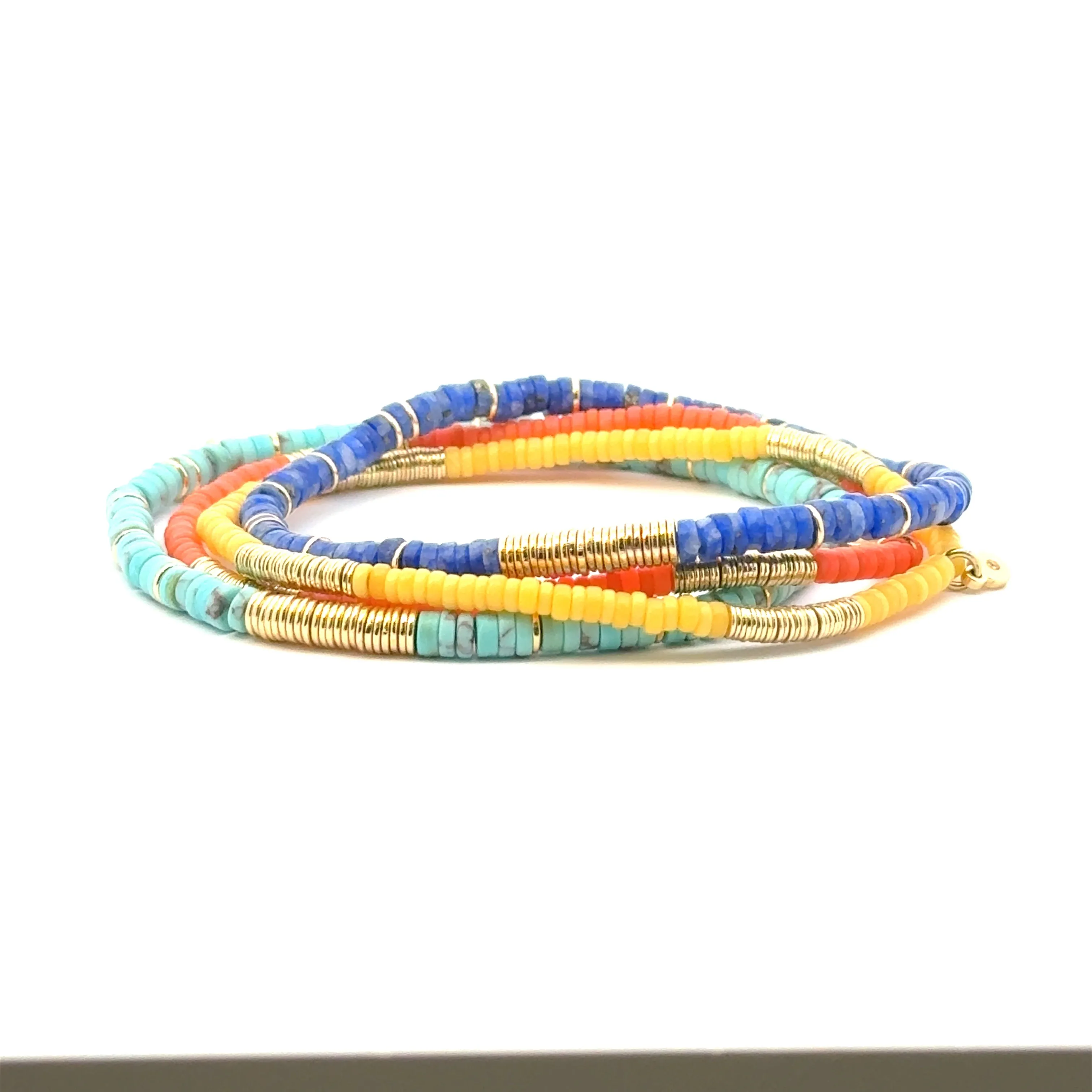 Gemstone Beaded Stretch Bracelet-Lapis