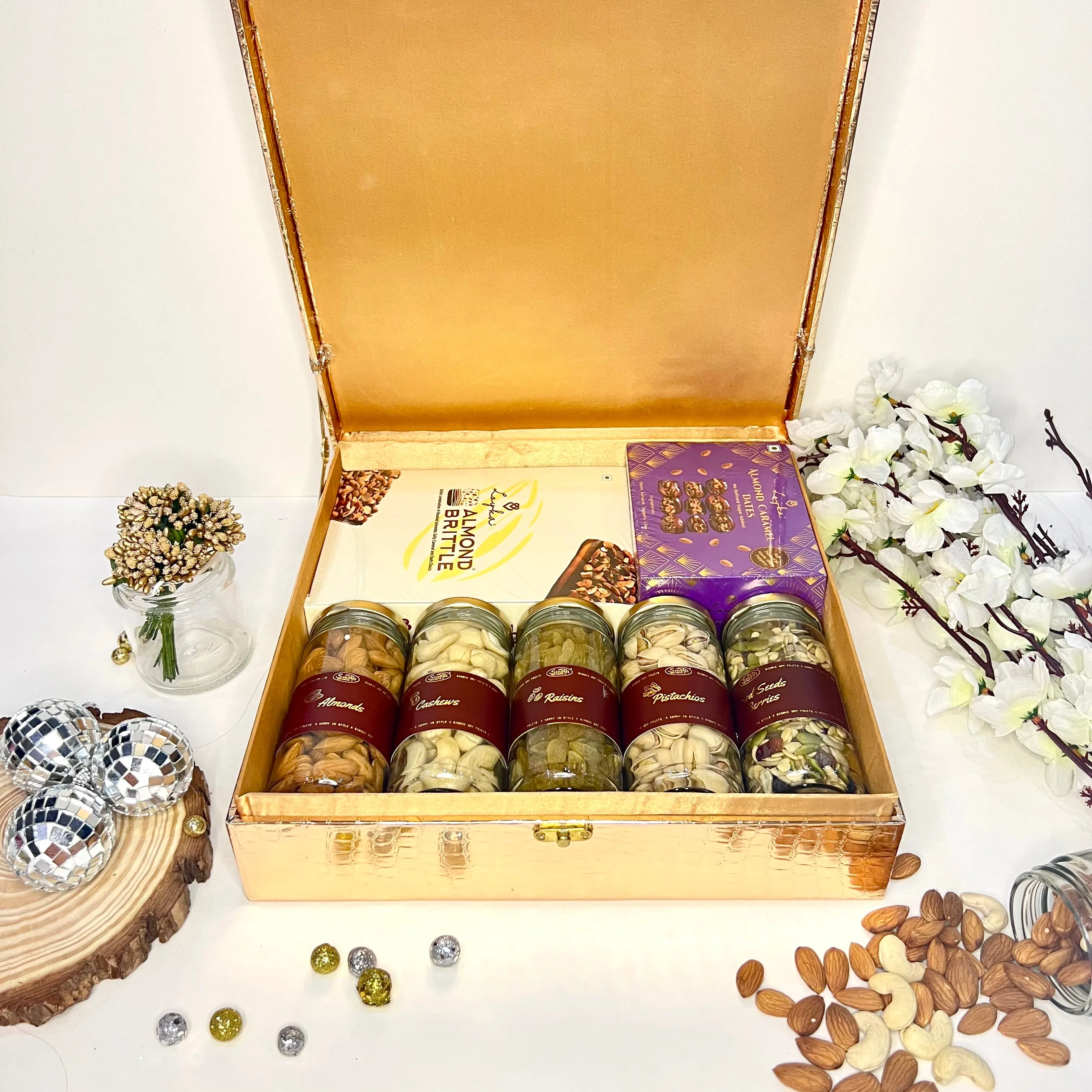 Gift Hamper Box Containing Dry Fruits and Assorted Edibles