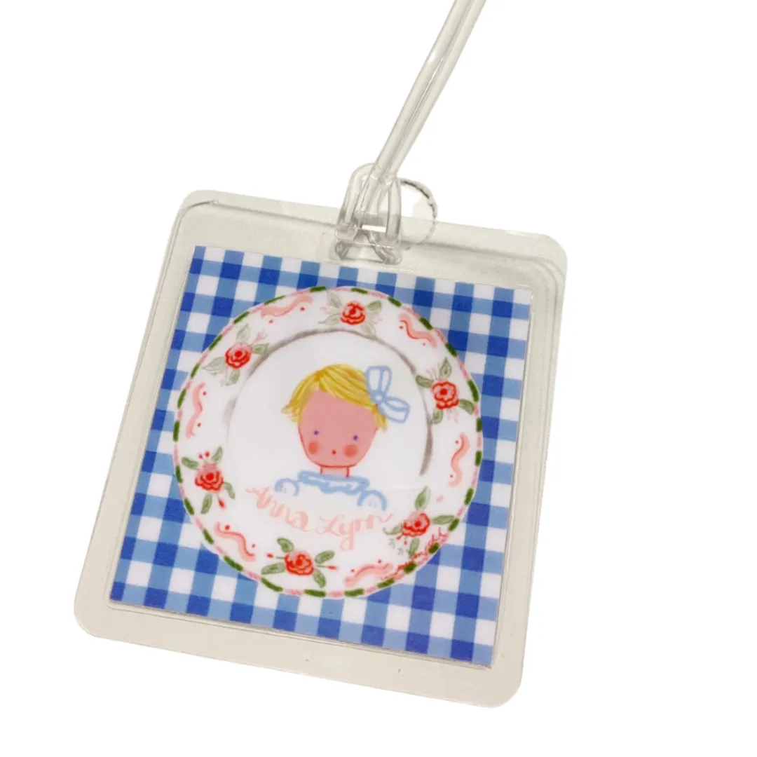 Girl Bag Tag - Blue Gingham