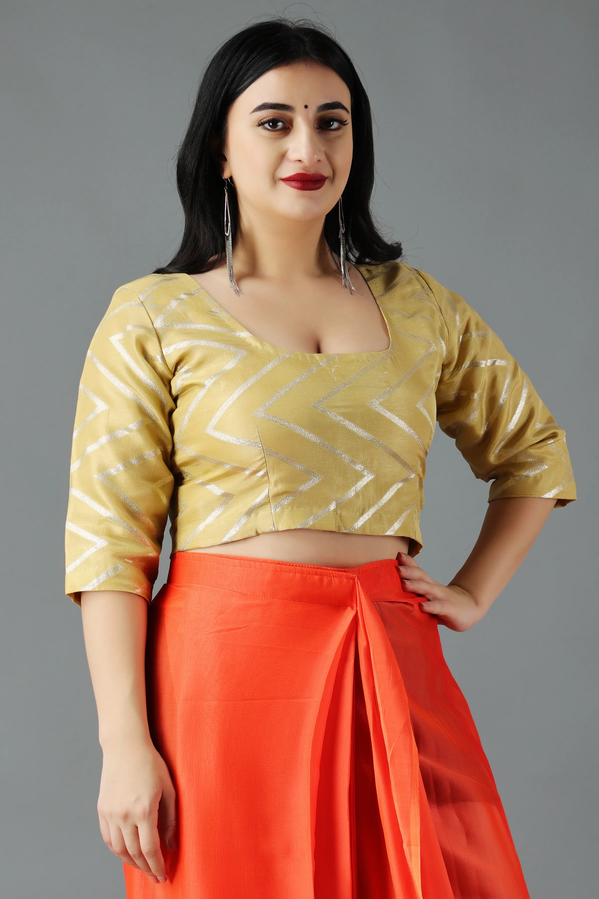 Gleamy Gold Silk Blouse