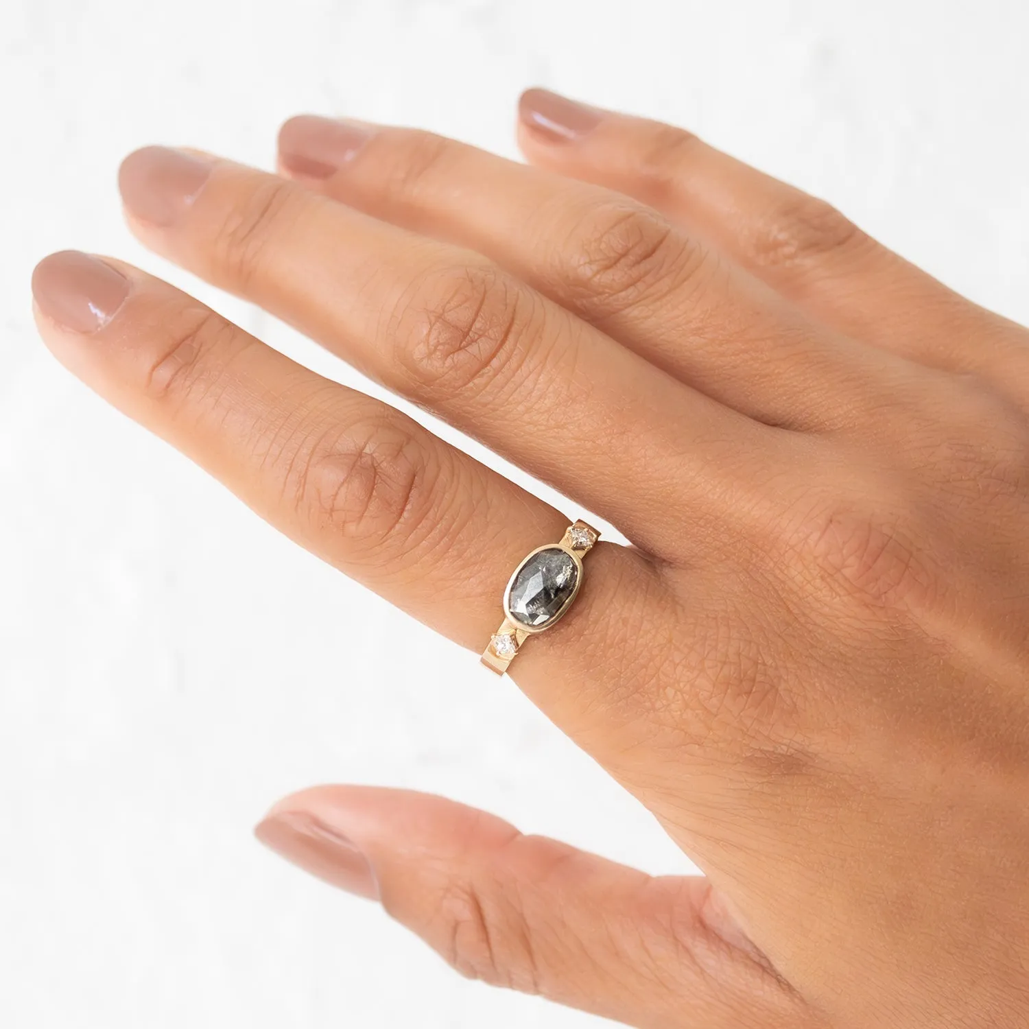 Gray Diamond Moon Totem Ring