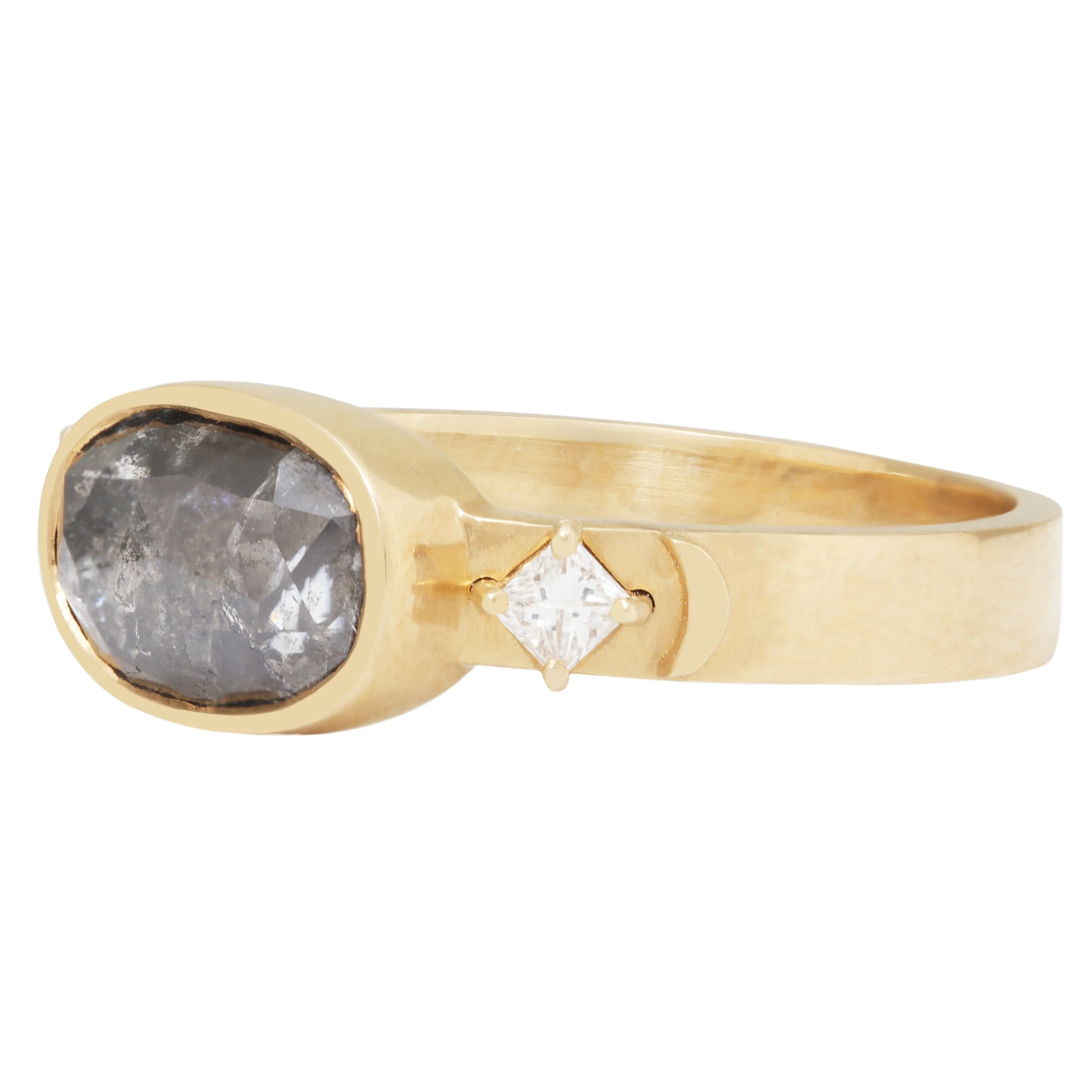 Gray Diamond Moon Totem Ring