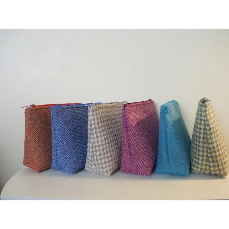 Harris Tweed Cosmetic Bag - Pink Herringbone