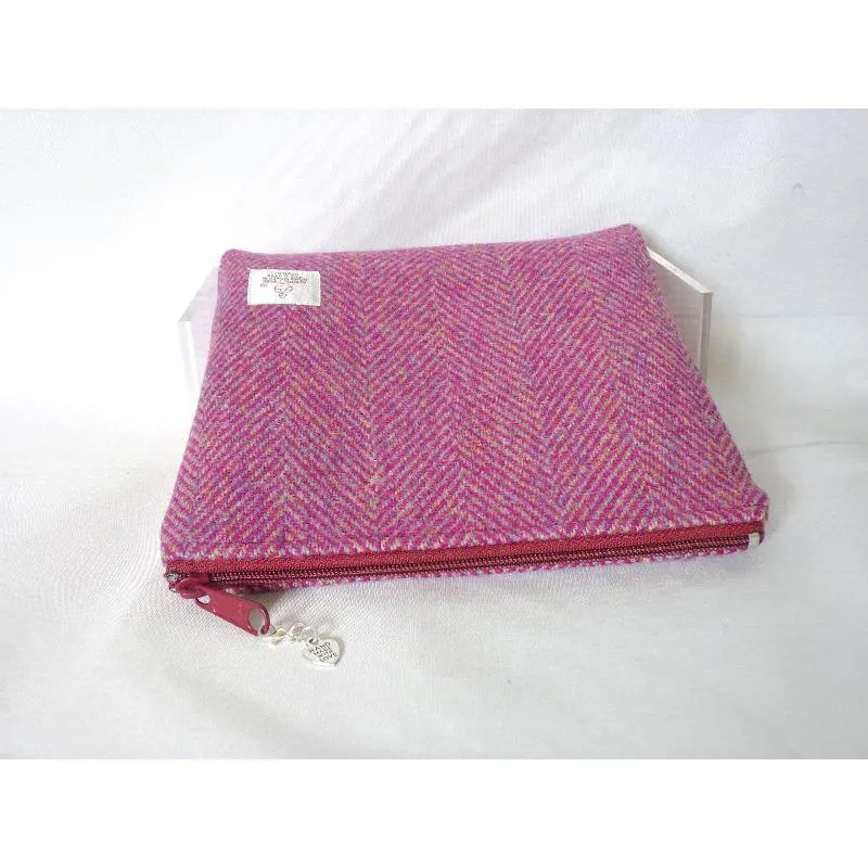 Harris Tweed Cosmetic Bag - Pink Herringbone