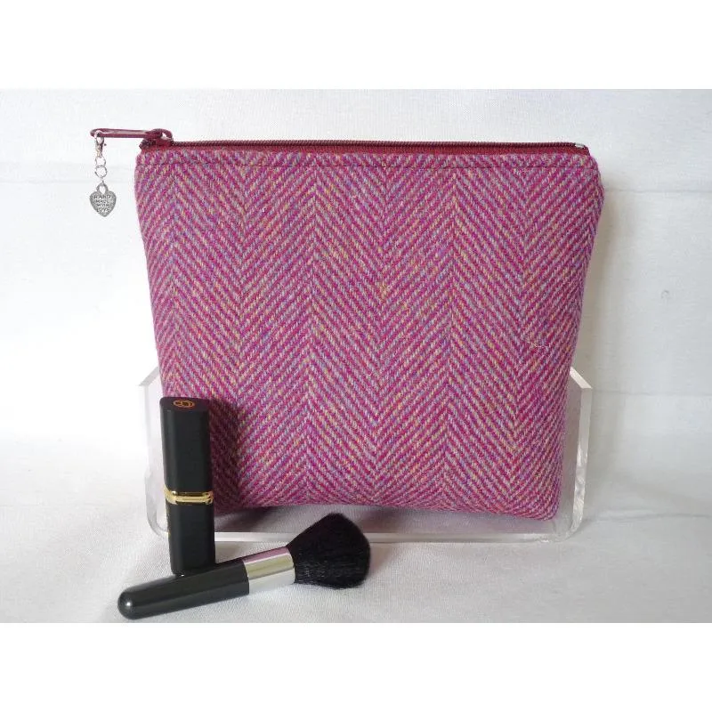 Harris Tweed Cosmetic Bag - Pink Herringbone