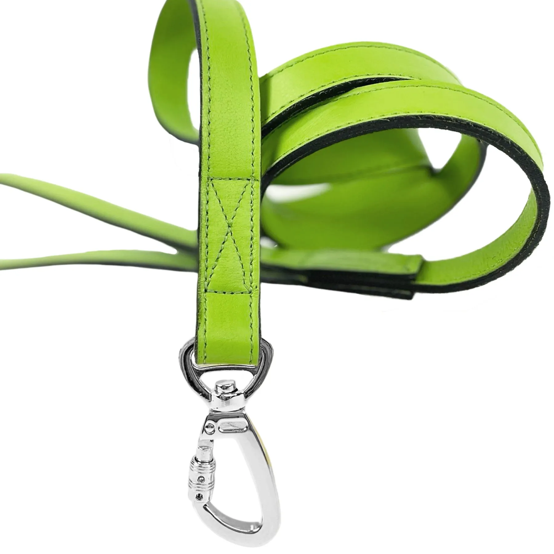 Imperial Dog Leash in Lime Green & Nickel