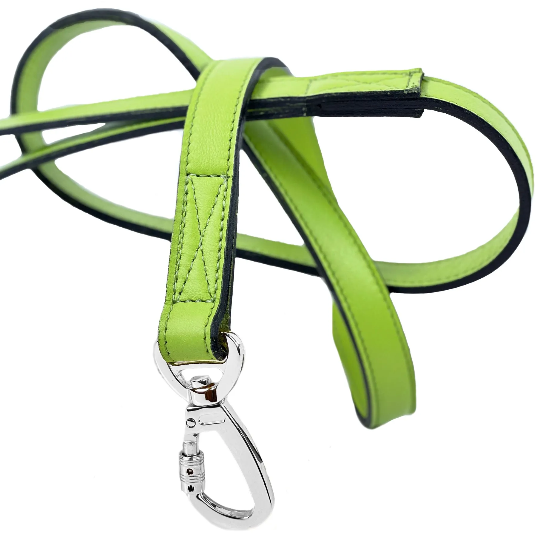 Imperial Dog Leash in Lime Green & Nickel