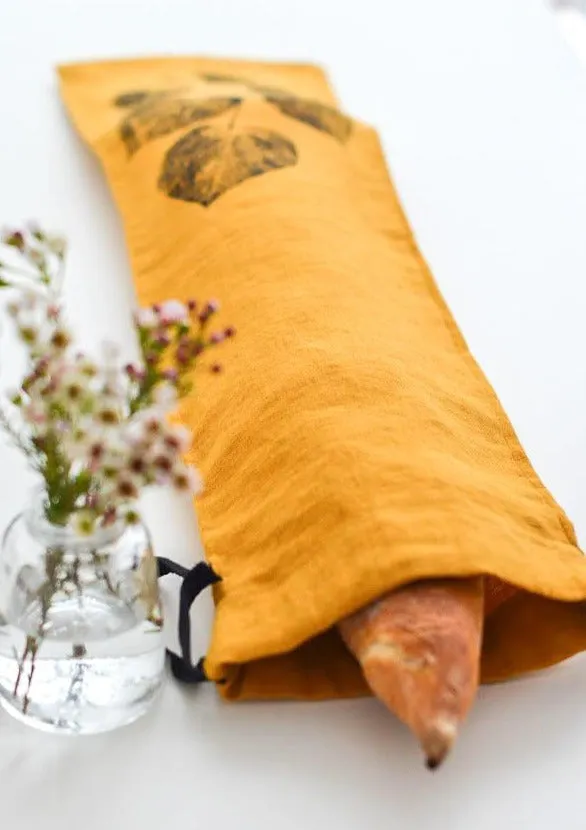 Linen Redbud Baguette Bag in Mustard