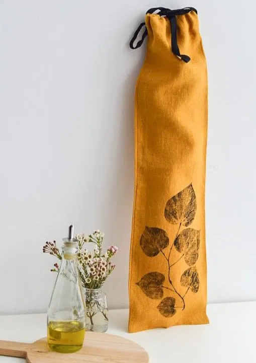 Linen Redbud Baguette Bag in Mustard