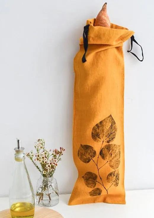 Linen Redbud Baguette Bag in Mustard