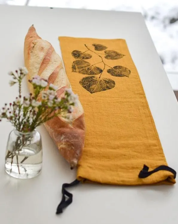 Linen Redbud Baguette Bag in Mustard