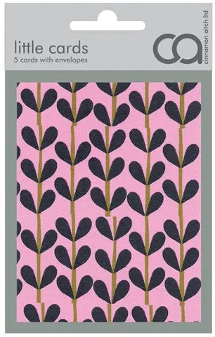 LT156 Pink Leaves - Pack Of Five  Cards by Cinnamon Aitch