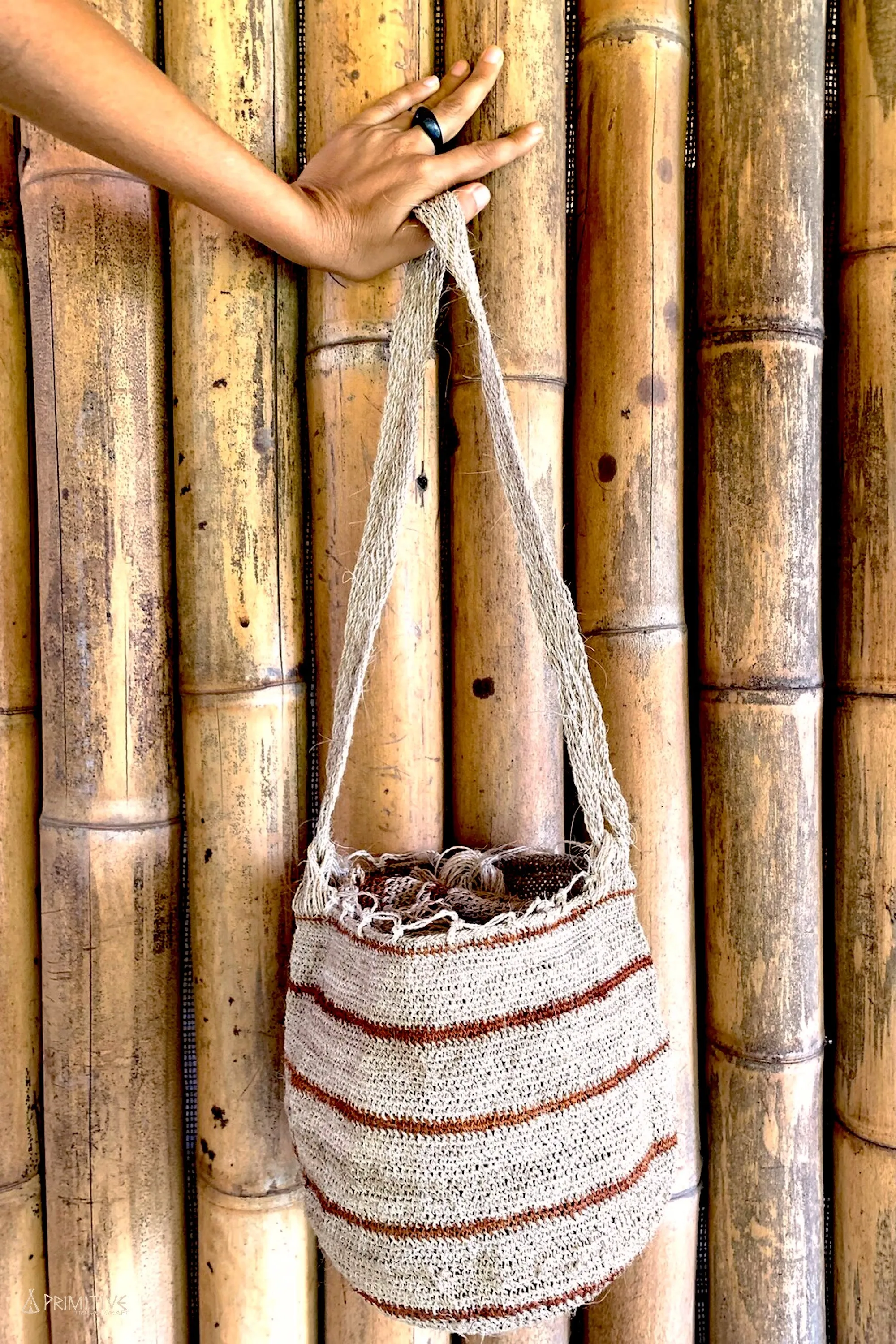 Maguey Fiber Striped Mochila ~ Fique Mochila ~ Natural Dye Stripes