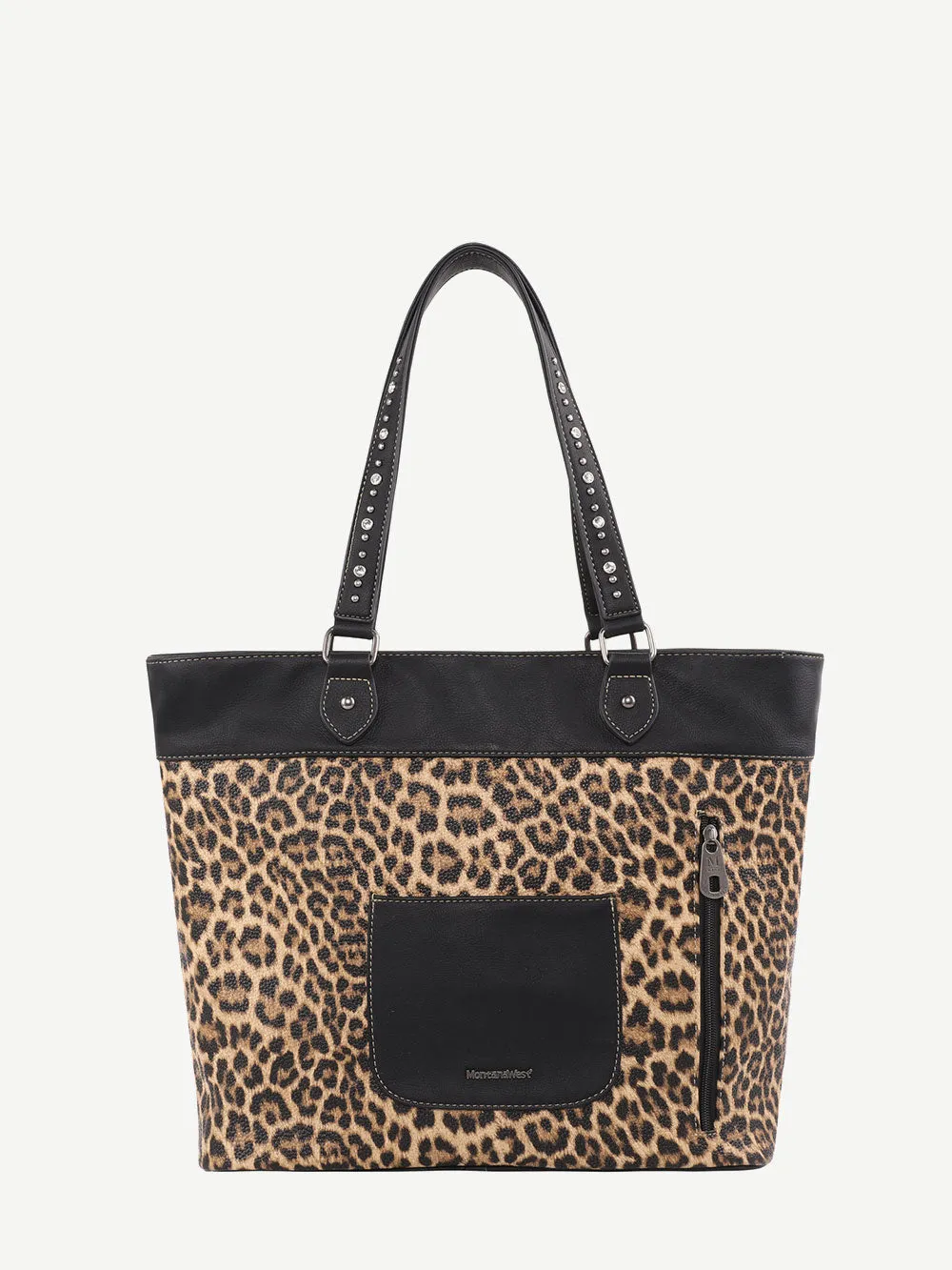 Montana West Animal Print Leather Tassel Concealed Carry Wide Tote