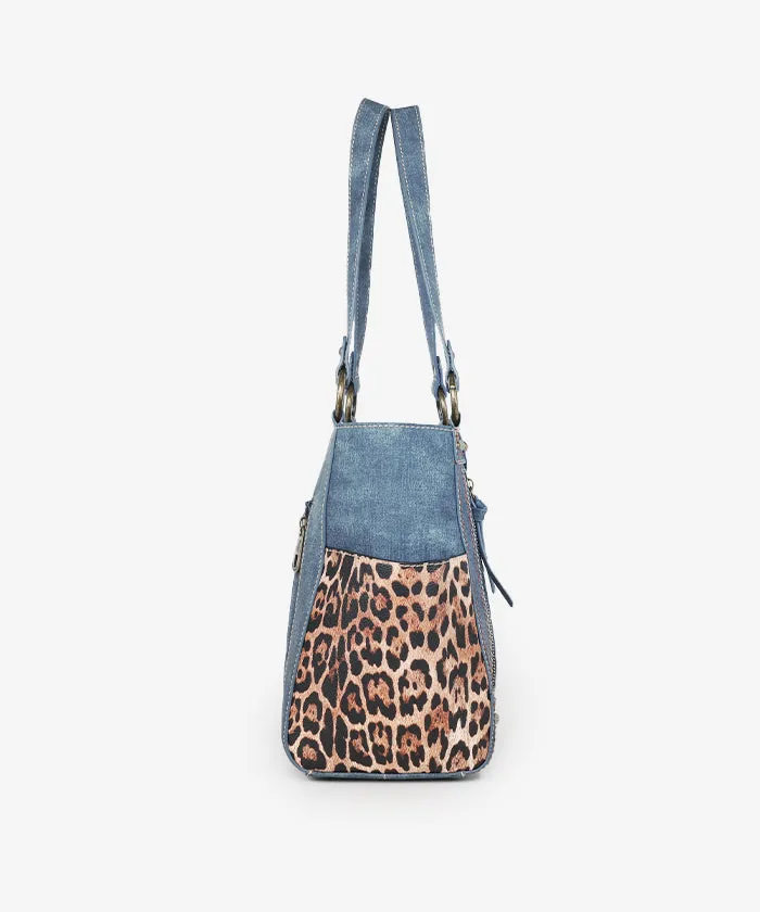 Montana West Embroidered Floral Leopard Concealed Carry Tote