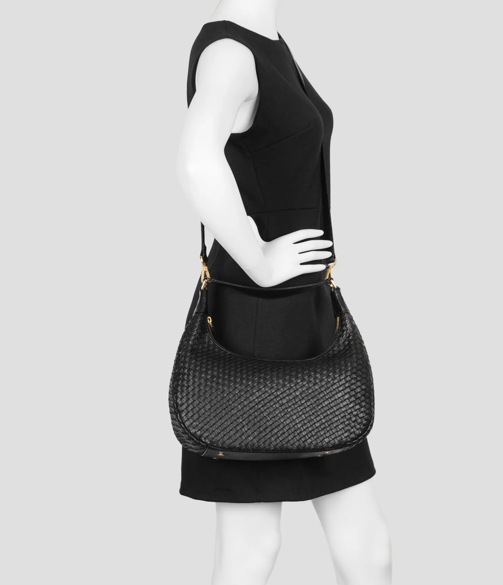 Monty Woven Leather Shoulder Bag