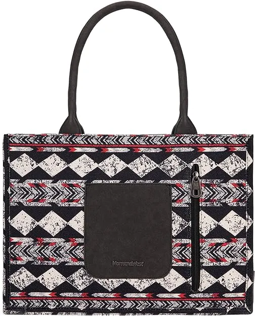 MW01G-8119  Montana West Boho  Ethnic Print Concealed Carry Wide Tote Black