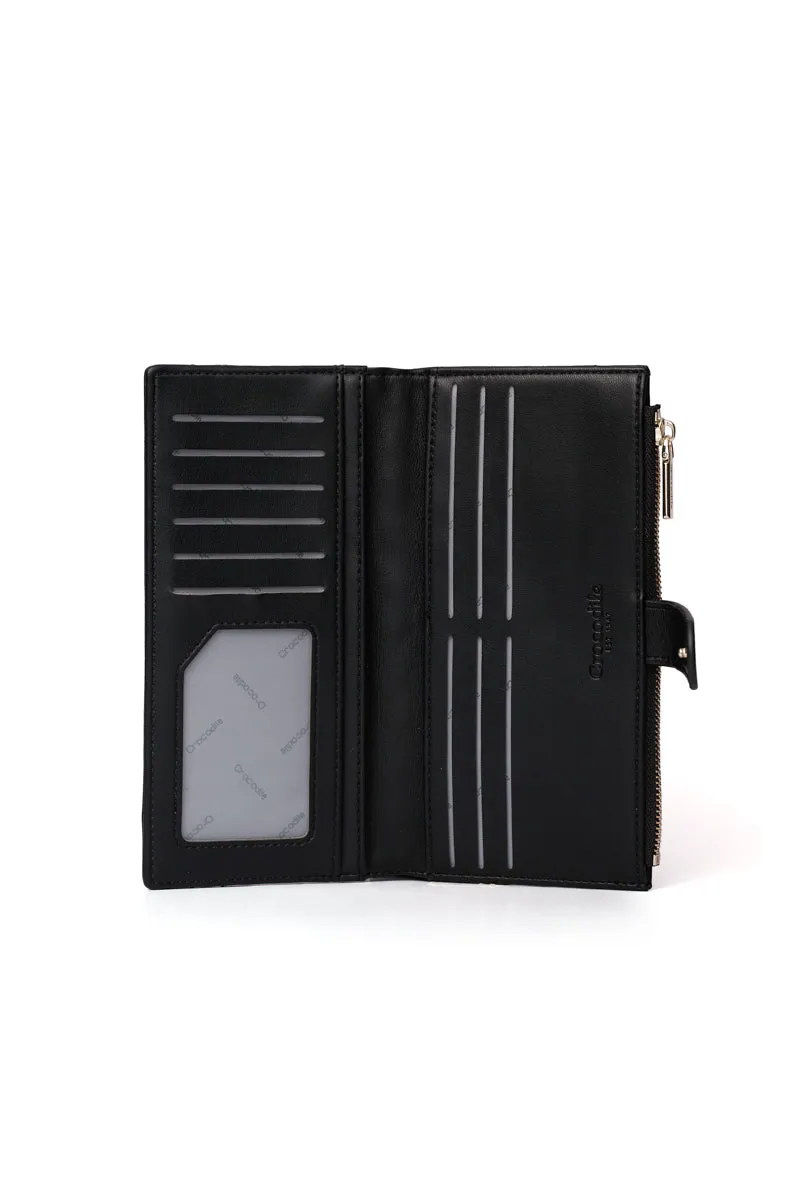 Nora- Bi-fold Long Wallet-Black