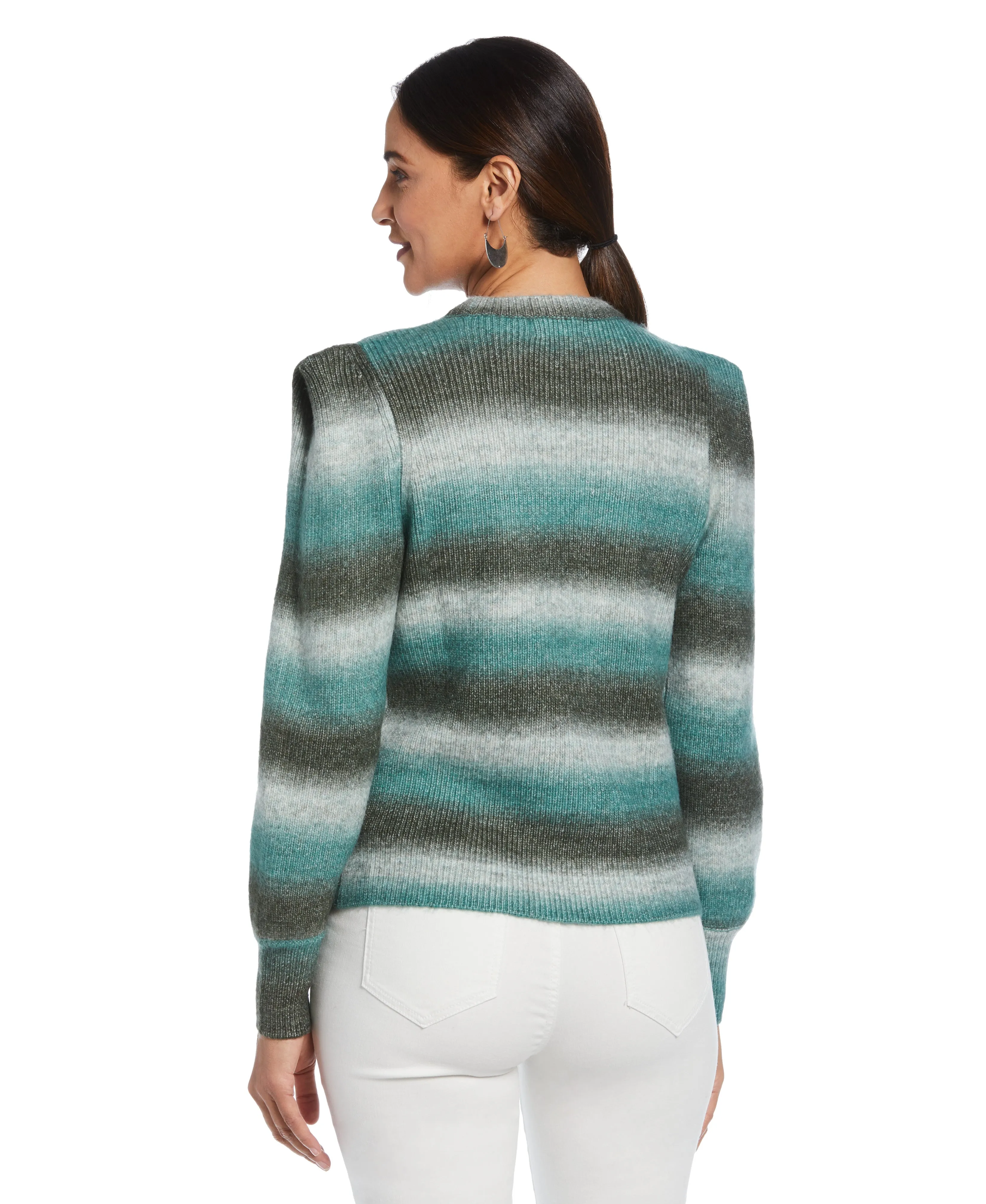 Ombre Stripe Puff Sleeve Sweater