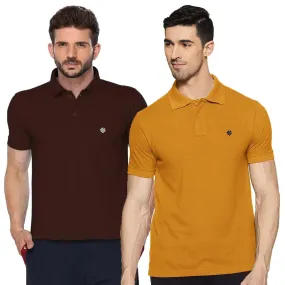 ONN Men's Cotton Polo T-Shirt (Pack of 2) in Solid Coffee-Mustard colours