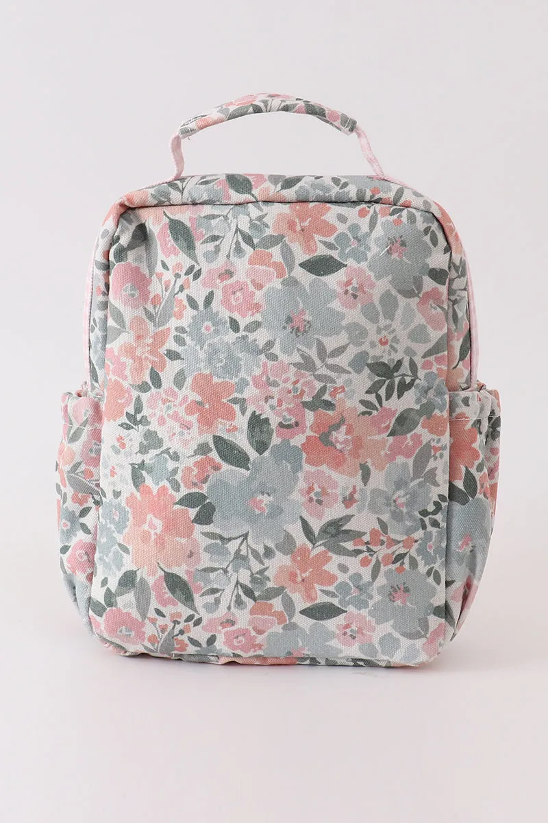 Pink floral lunch bag