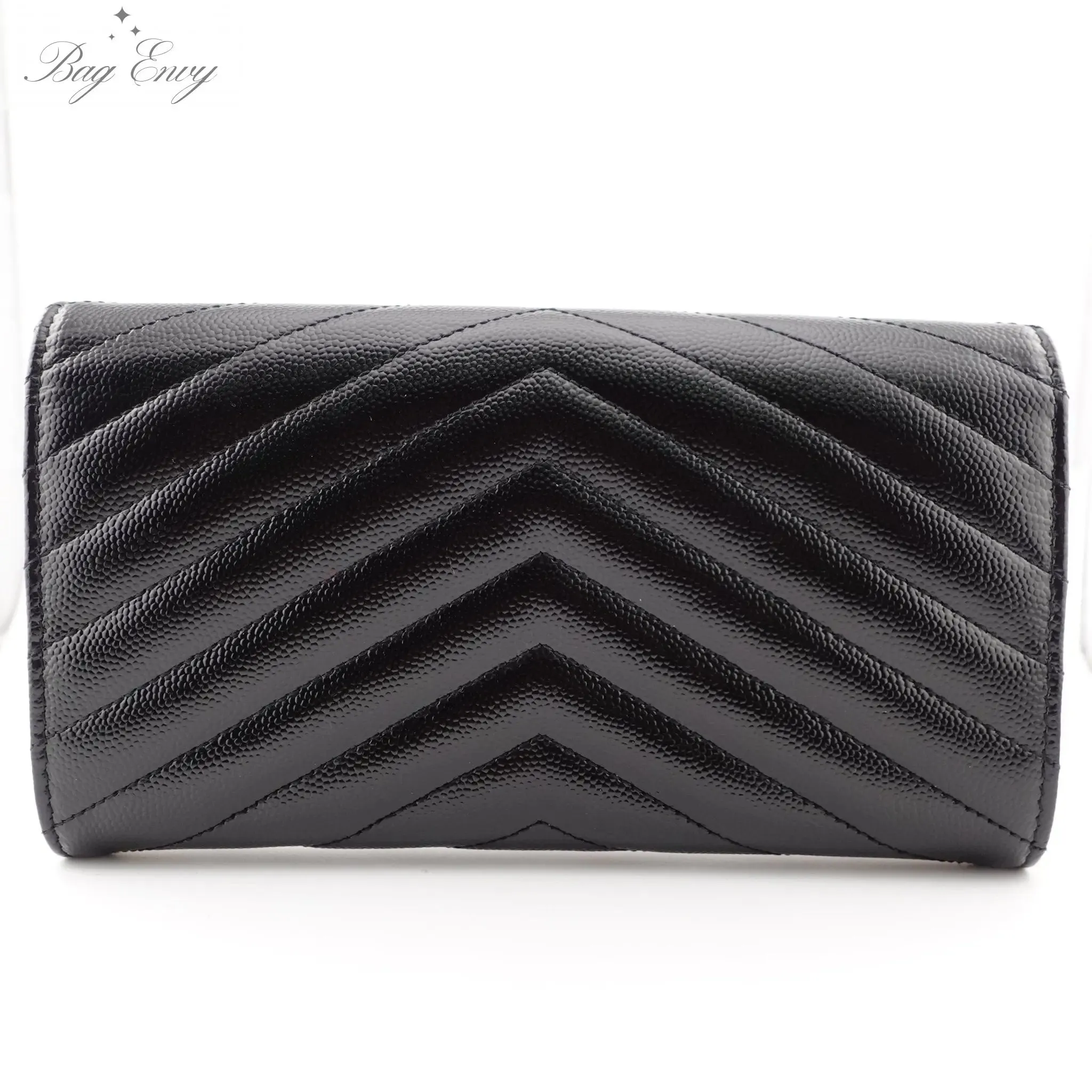 SAINT LAURENT Grain de Poudre Chevron Cassandra YSL Clutch with Unbranded Chain