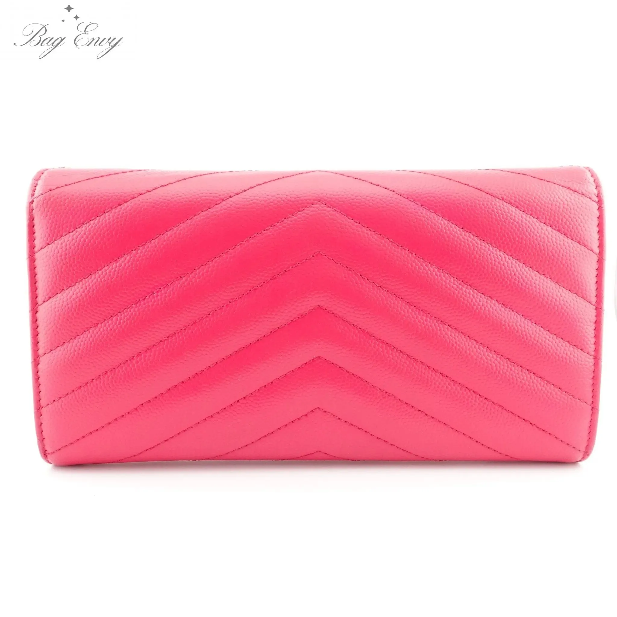 SAINT LAURENT Grain de Poudre Chevron YSL Clutch on Chain